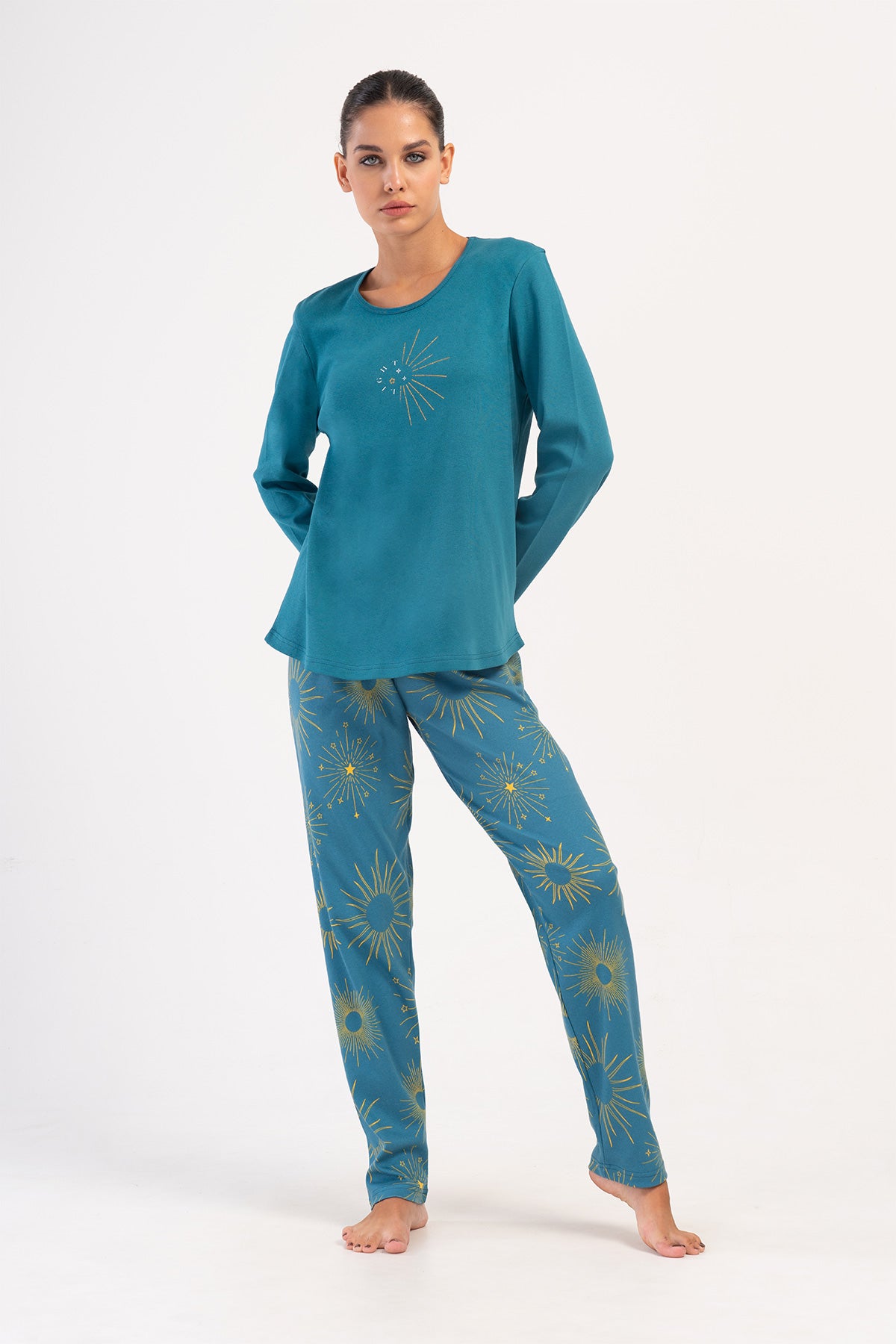 KADIN INTERLOK XXL O YAKA UZUN KOL ETEGI OVAL PIJAMA TAKIM