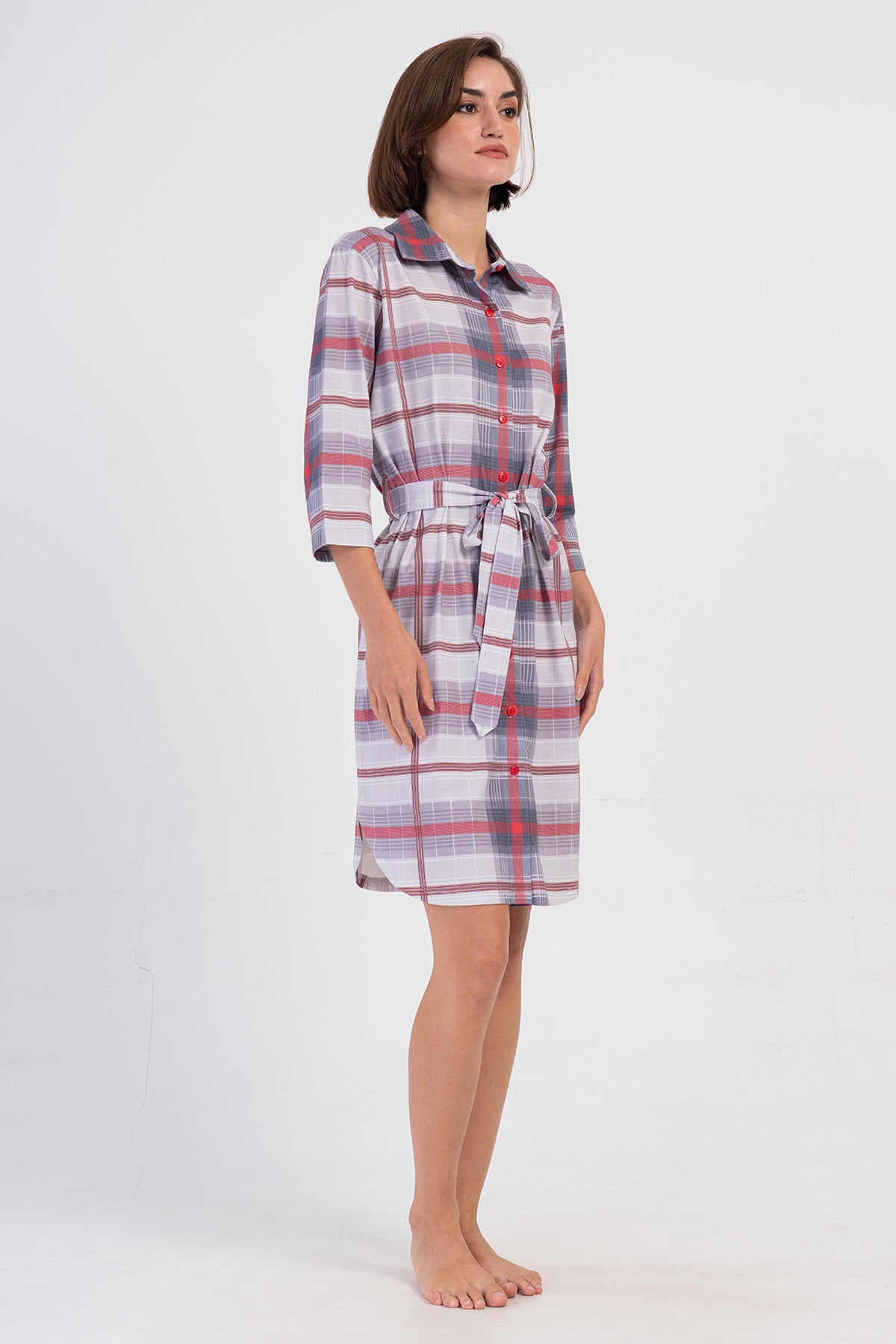 KADIN P.SUPREM SUPREM GOMLEK YAKA TAMAMI DUGMELI 3/4KOL ETEGI OVAL GOMLEK TUNIK