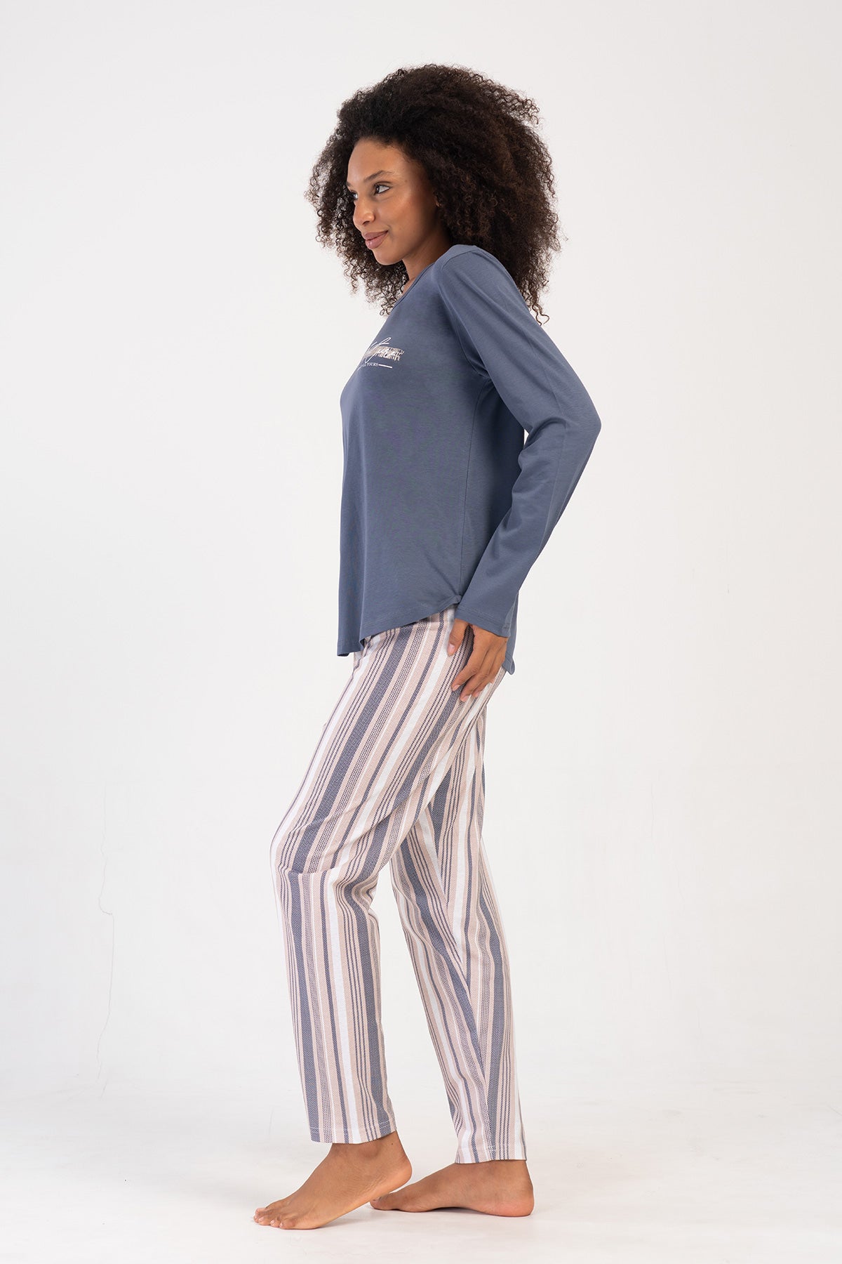 KADIN P.SUPREM XXL O YAKA UZUN KOL ETEGI OVAL PIJAMA TAKIM