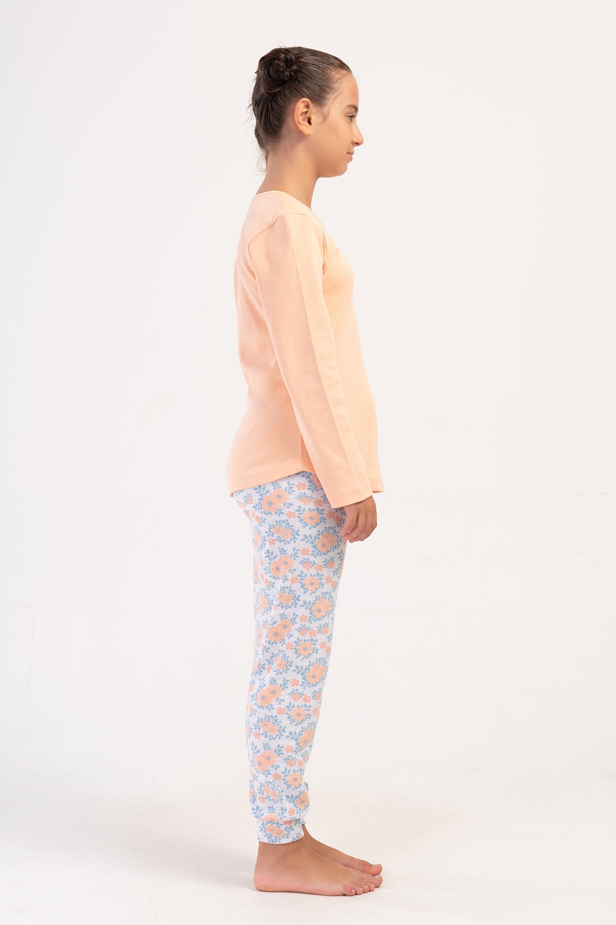KIZ COCUK INTERLOK O YAKA UZUN KOL ETEGI OVAL MANSETLI PIJAMA TAKIM(1-2/5-6) - BABY PINK