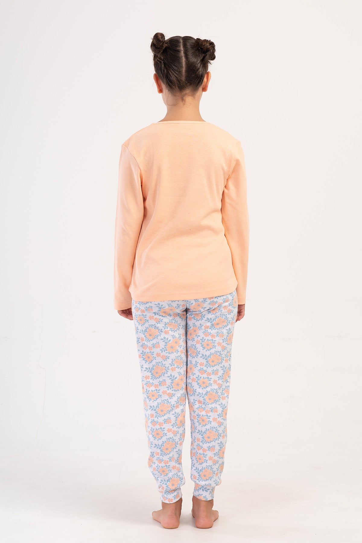 KIZ COCUK INTERLOK O YAKA UZUN KOL ETEGI OVAL MANSETLI PIJAMA TAKIM(1-2/5-6) - BABY PINK