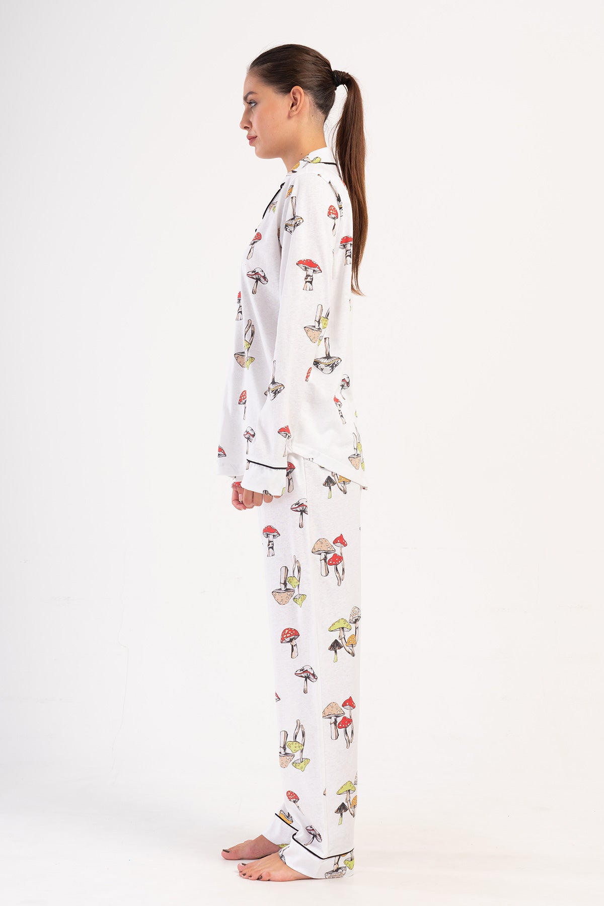 KADIN P.SUPREM GOMLEK YAKA TAMAMI DUGMELI UZUN KOL CEPLI PIJAMA TAKIM