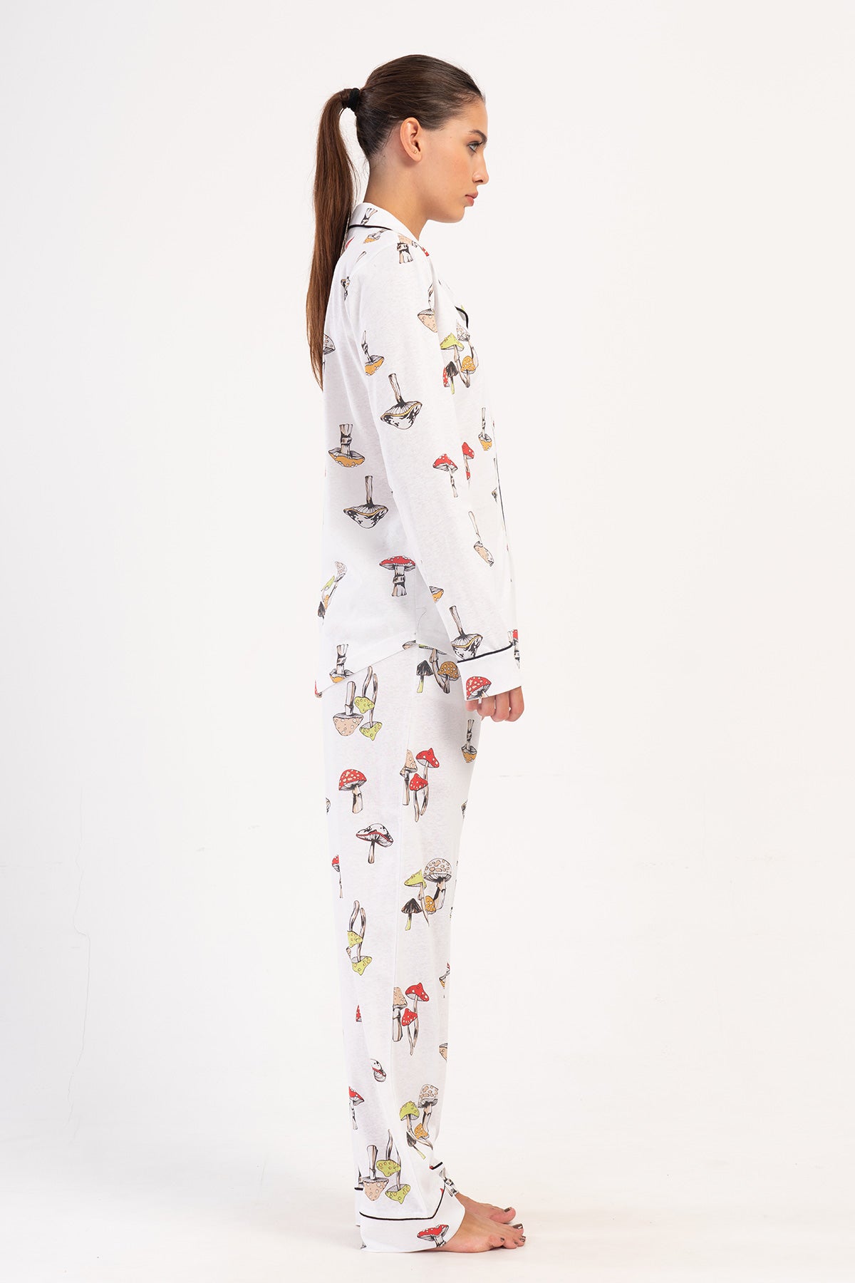 KADIN P.SUPREM GOMLEK YAKA TAMAMI DUGMELI UZUN KOL CEPLI PIJAMA TAKIM