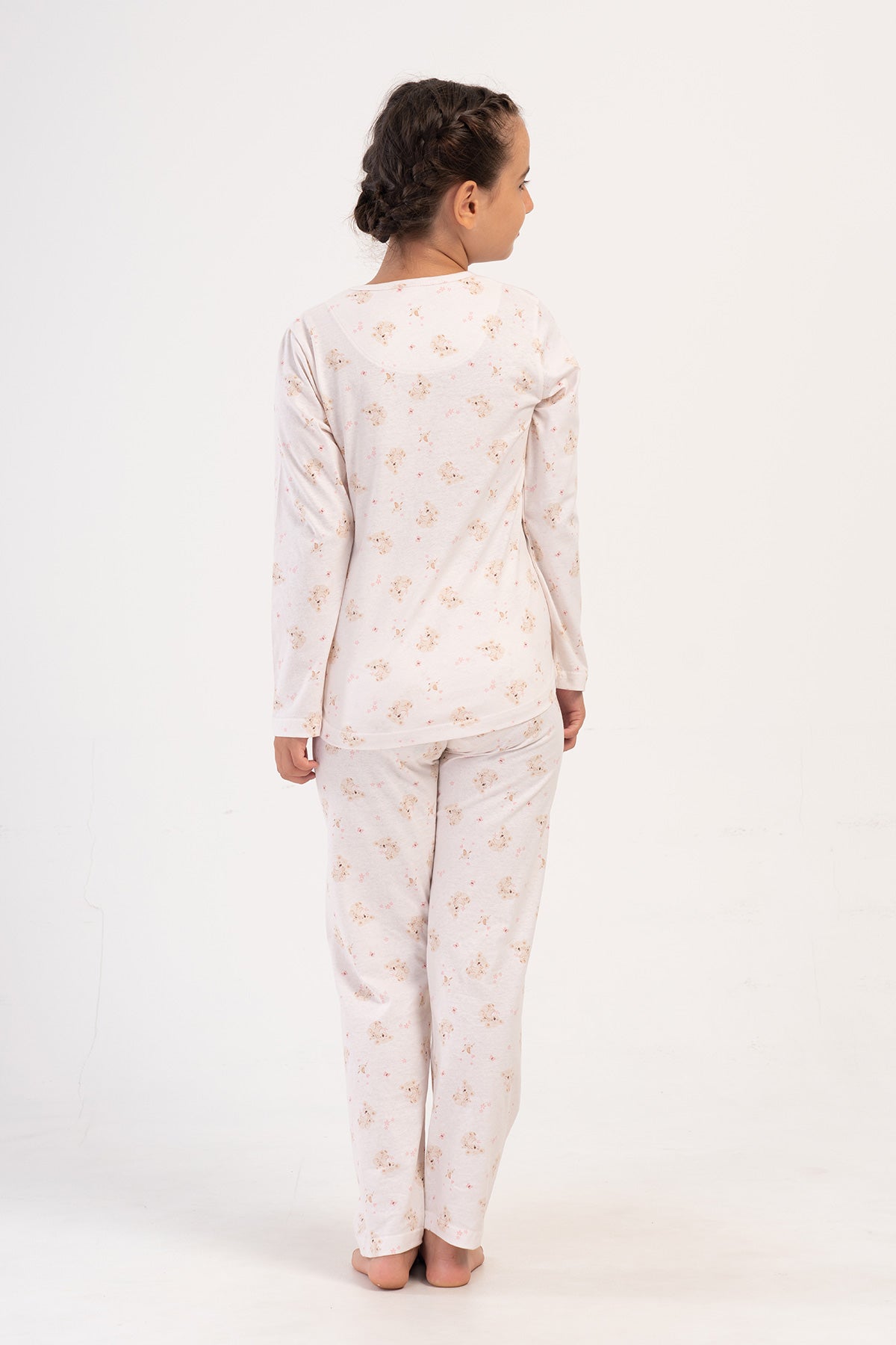 KIZ COCUK P.SUPREM O YAKA UZUN KOL ETEGI OVAL PIJAMA TAKIM(7-8/13-14) - BEJ