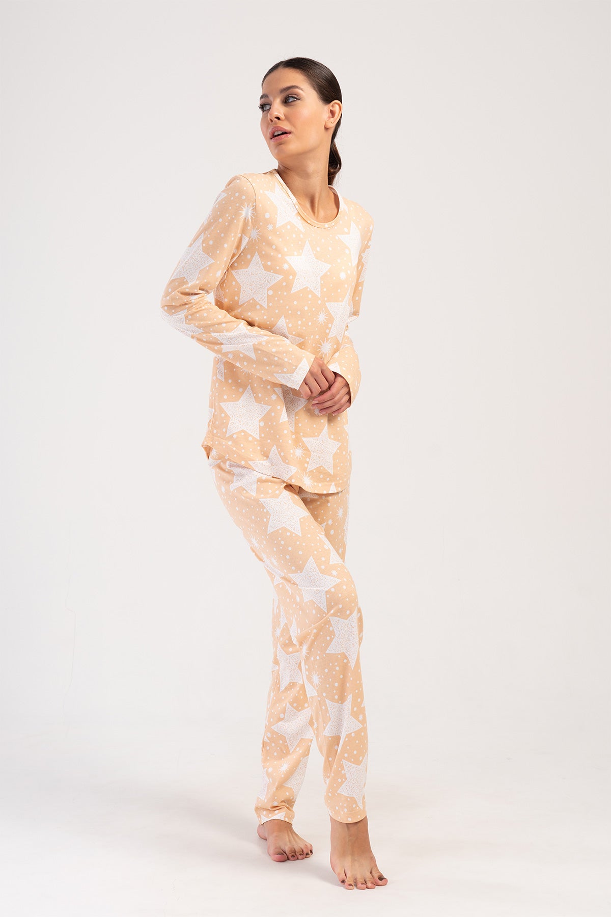 KADIN P.SUPREM O YAKA UZUN KOL ETEGI OVAL PIJAMA TAKIM - BABY PINK