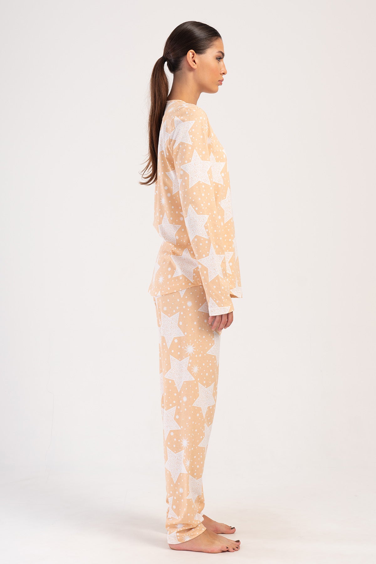 KADIN P.SUPREM O YAKA UZUN KOL ETEGI OVAL PIJAMA TAKIM - BABY PINK