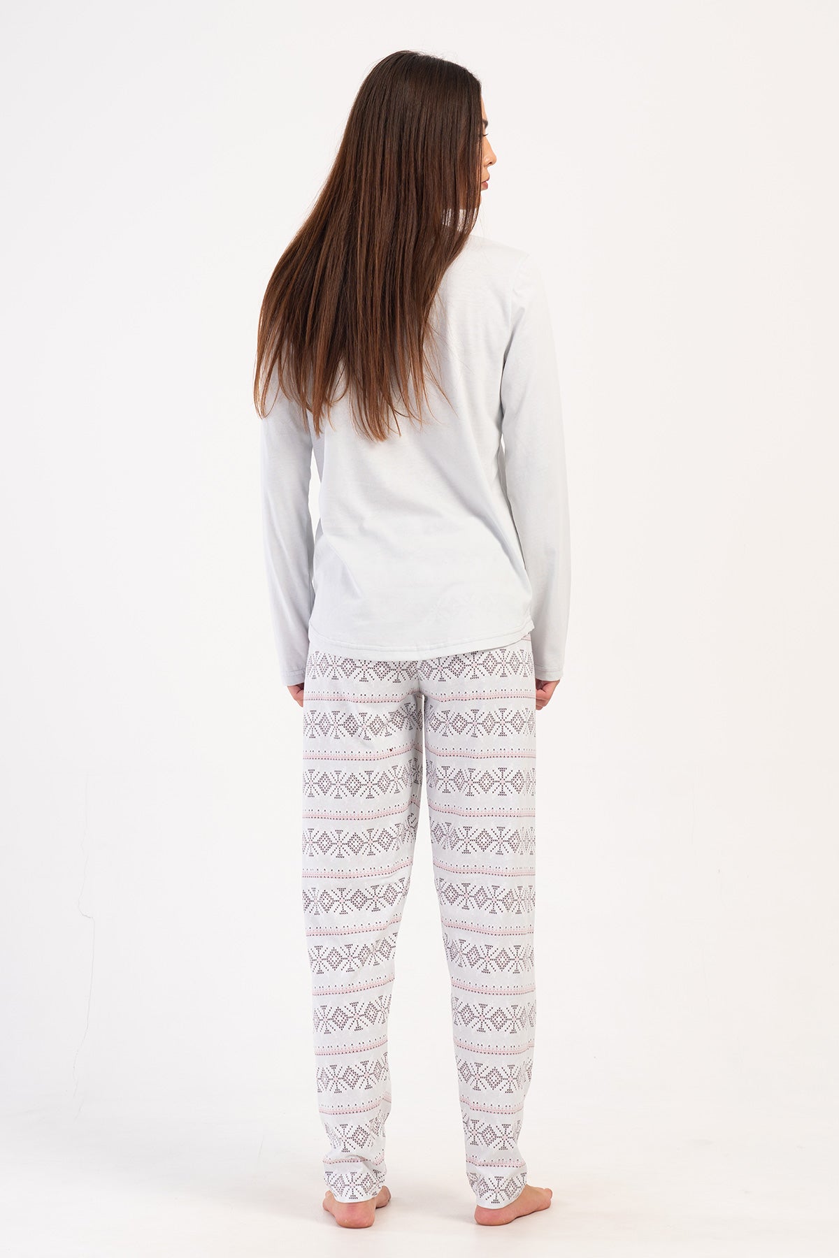 KADIN P.SUPREM O YAKA UZUN KOL ETEGI OVAL PIJAMA TAKIM - GRI
