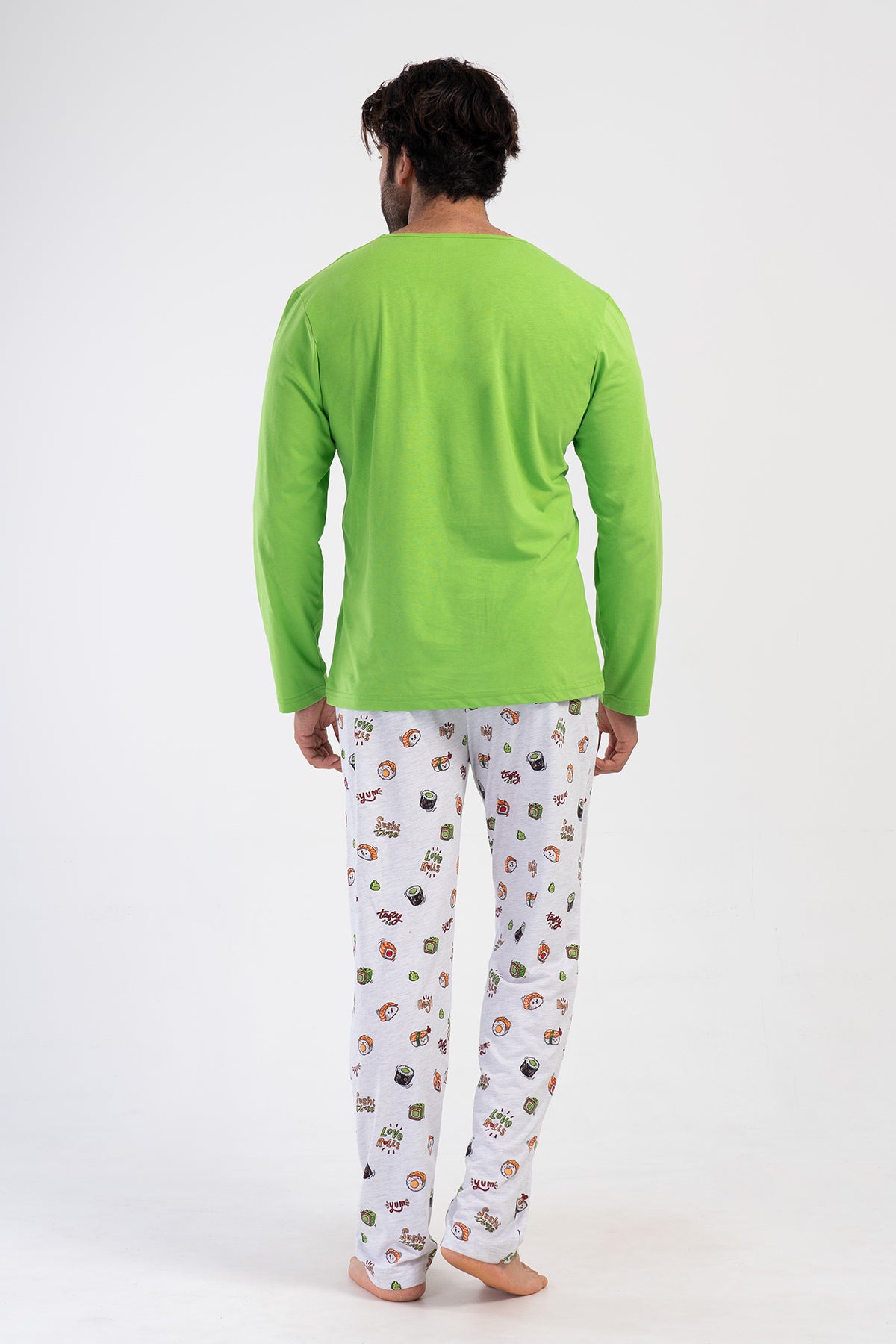 CEPLI ERKEK P.SUPREM O YAKA UZUN KOL PIJAMA TAKIM - YESIL