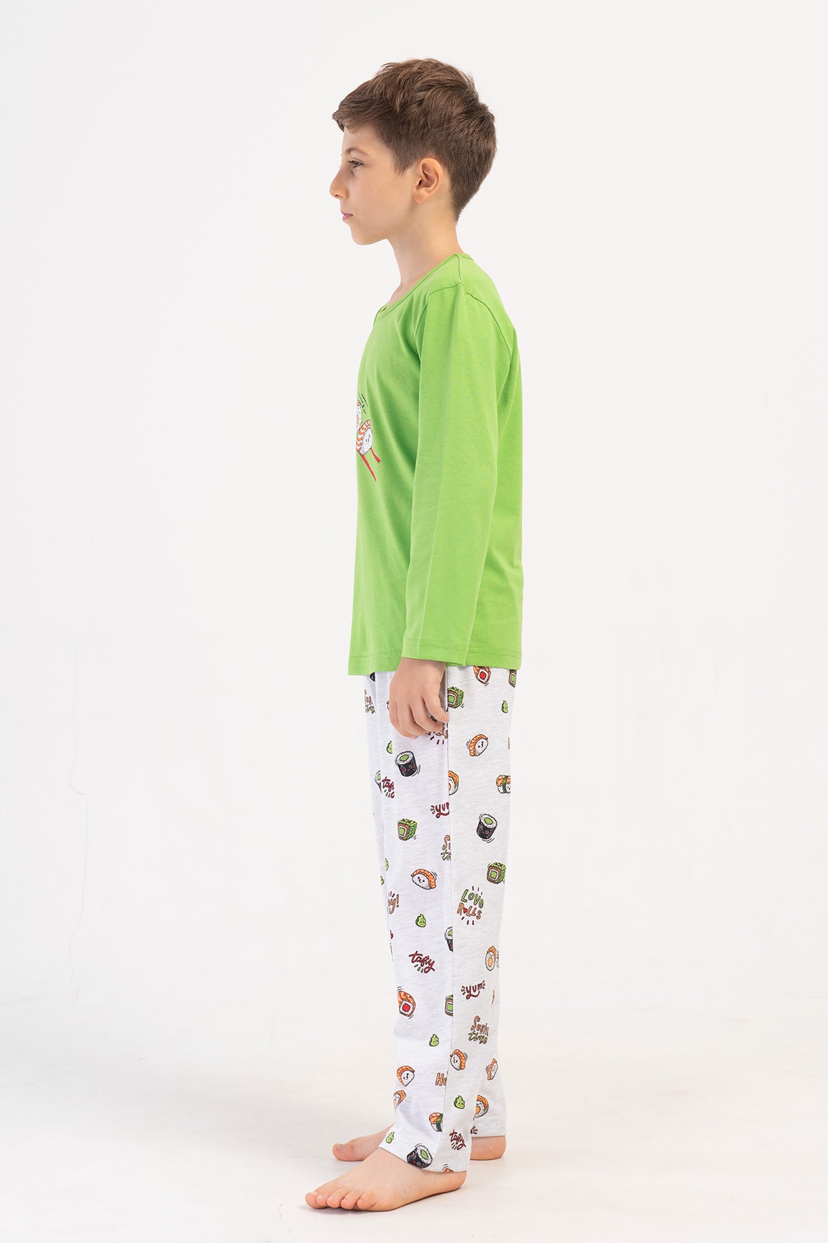 ERKEK COCUK P.SUPREM O YAKA UZUN KOL CEPLI PIJAMA TAKIM(9/10-15/16) - YESIL