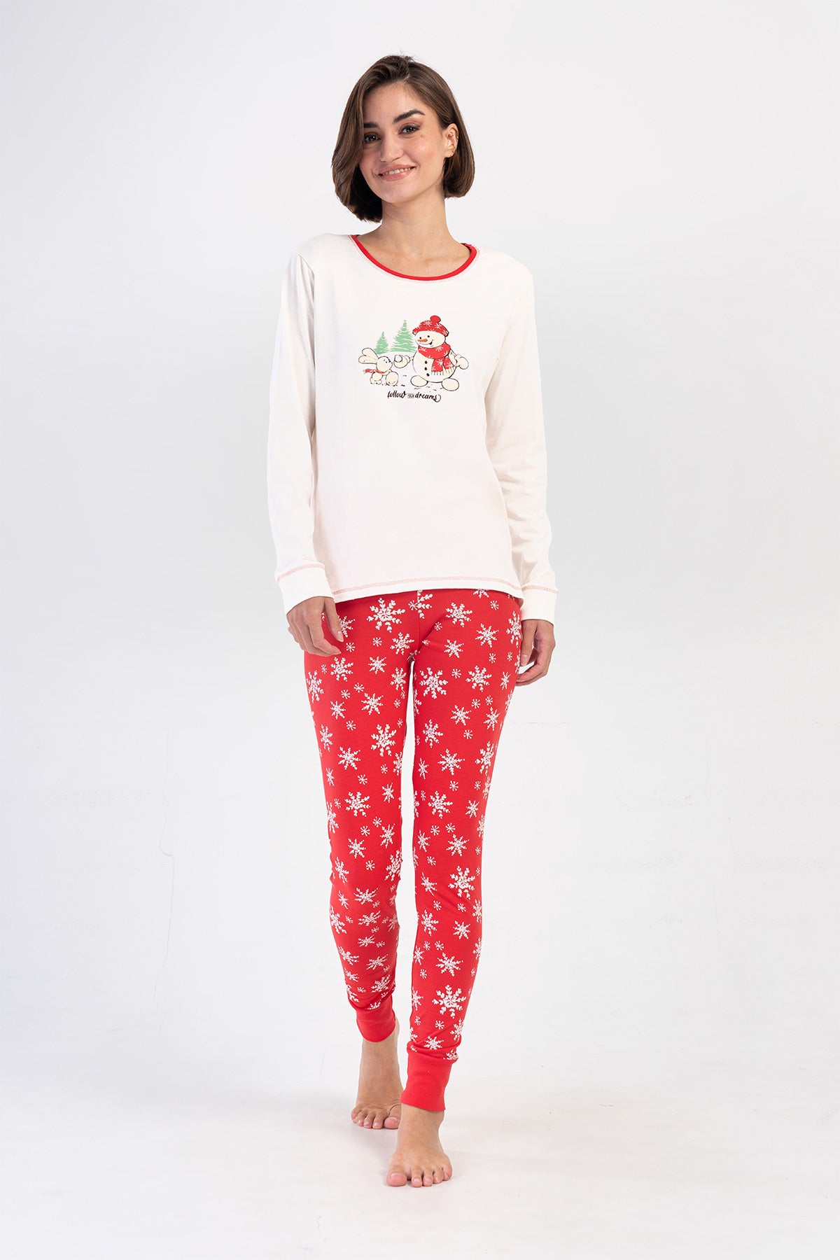 KADIN LYC SUPREM O YAKA UZUN KOL ONU KISA ARKASI UZUN MANSETLI TAYT PIJAMA TAKIM