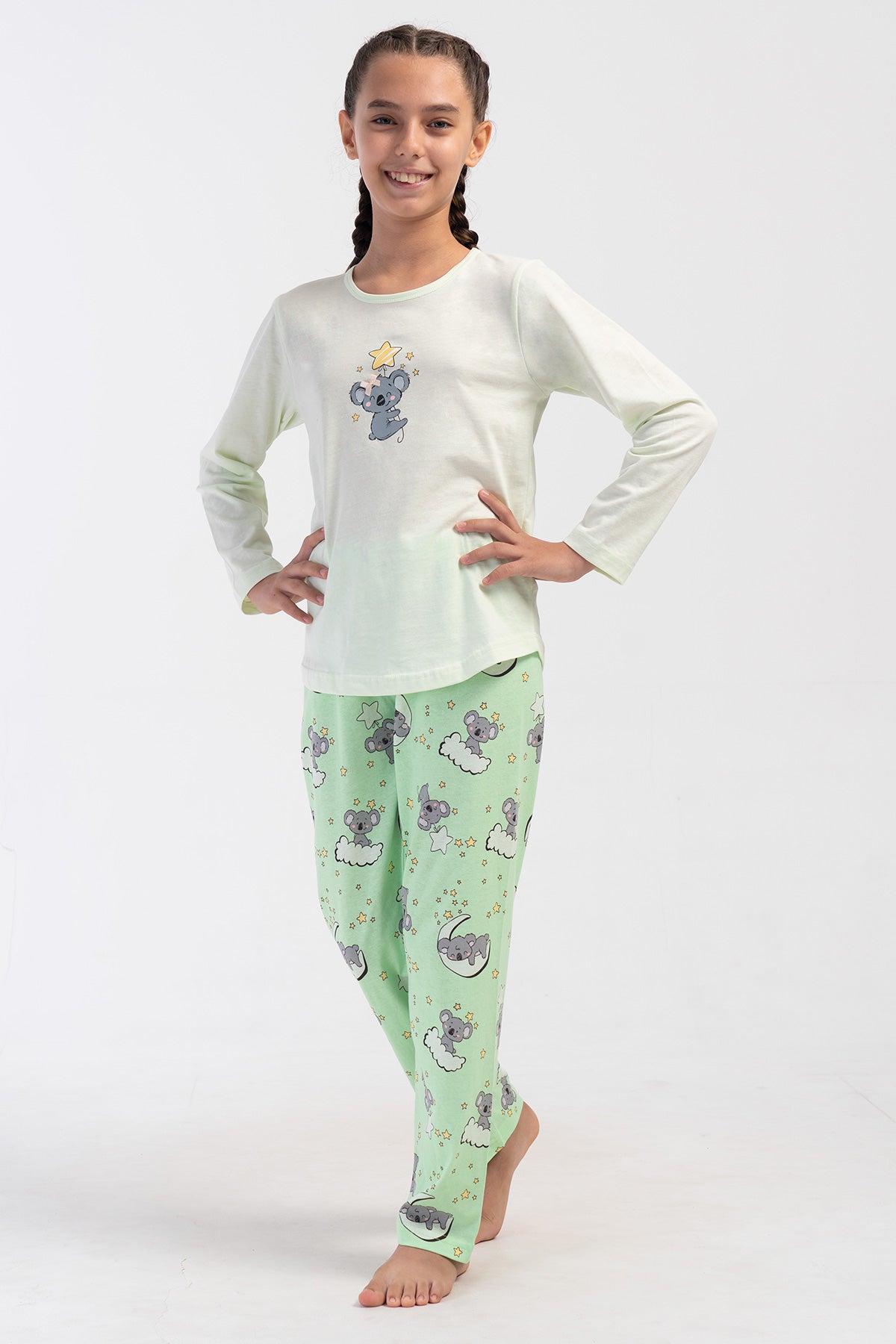 KIZ COCUK P.SUPREM O YAKA UZUN KOL ETEGI OVAL PIJAMA TAKIM(9-10/15-16)