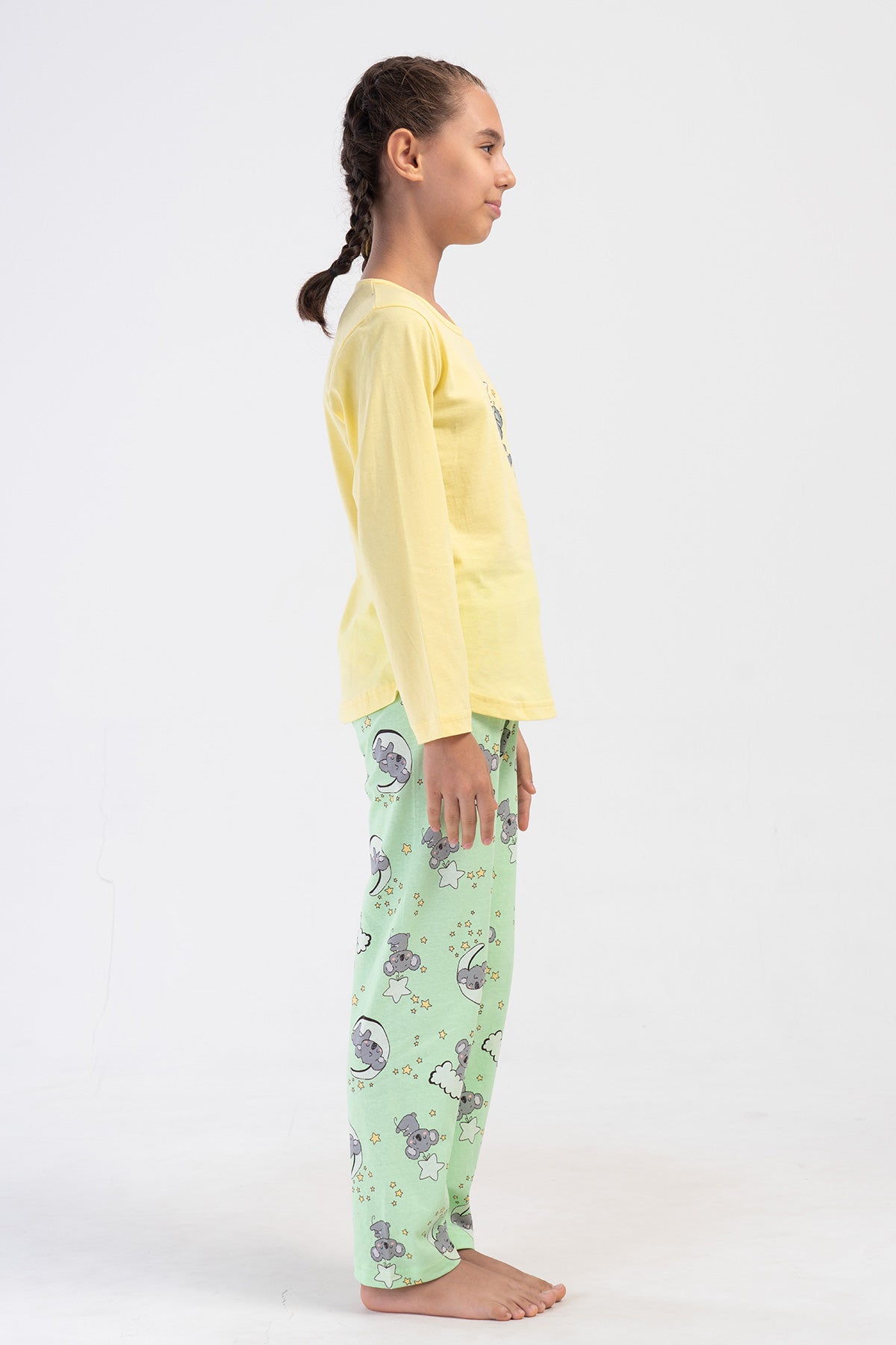 KIZ COCUK P.SUPREM O YAKA UZUN KOL ETEGI OVAL PIJAMA TAKIM(9-10/15-16) - AÇIK SARI