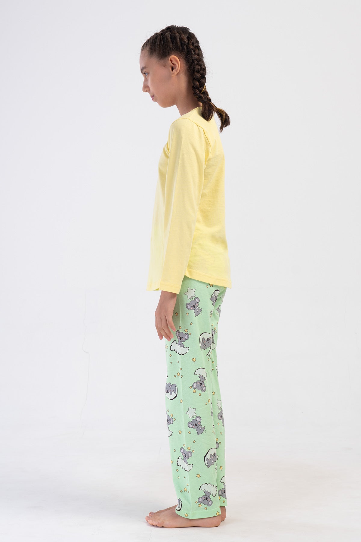 KIZ COCUK P.SUPREM O YAKA UZUN KOL ETEGI OVAL PIJAMA TAKIM(9-10/15-16) - AÇIK SARI