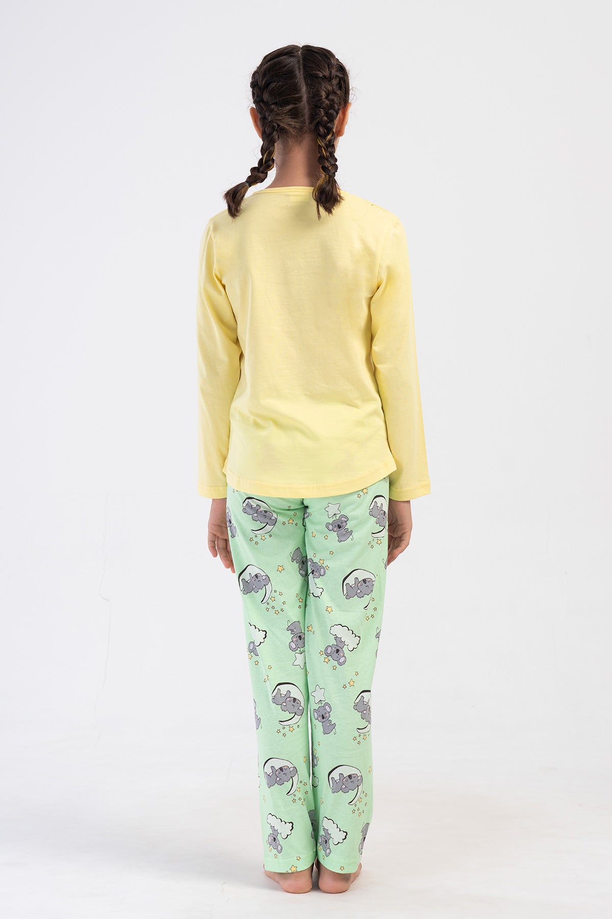 KIZ COCUK P.SUPREM O YAKA UZUN KOL ETEGI OVAL PIJAMA TAKIM(9-10/15-16) - AÇIK SARI