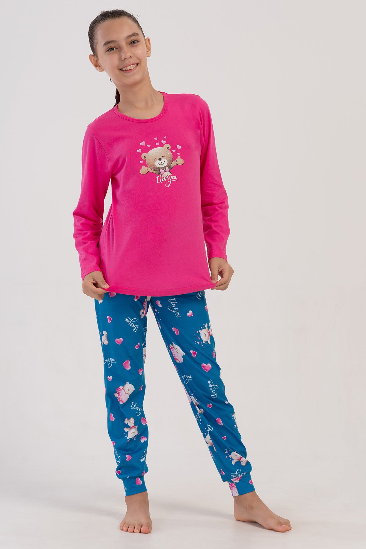 KIZ COCUK P.SUPREM O YAKA UZUN KOL ETEGI OVAL MANSETLI PIJAMA TAKIM(9-10/15-16)