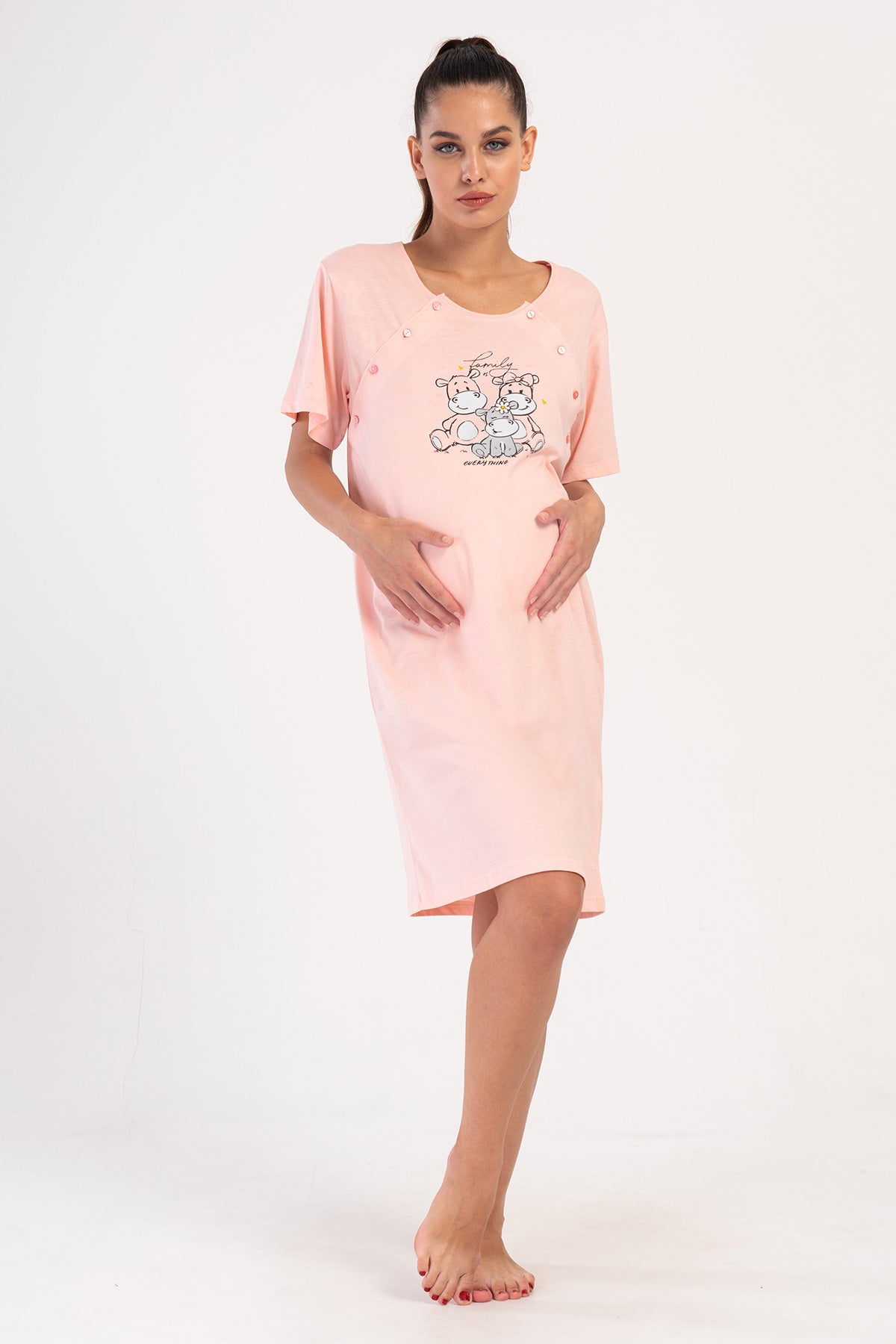 KADIN P.SUPREM CIFT PATLI KISA KOL ETEGI OVAL HAMILE TUNIK