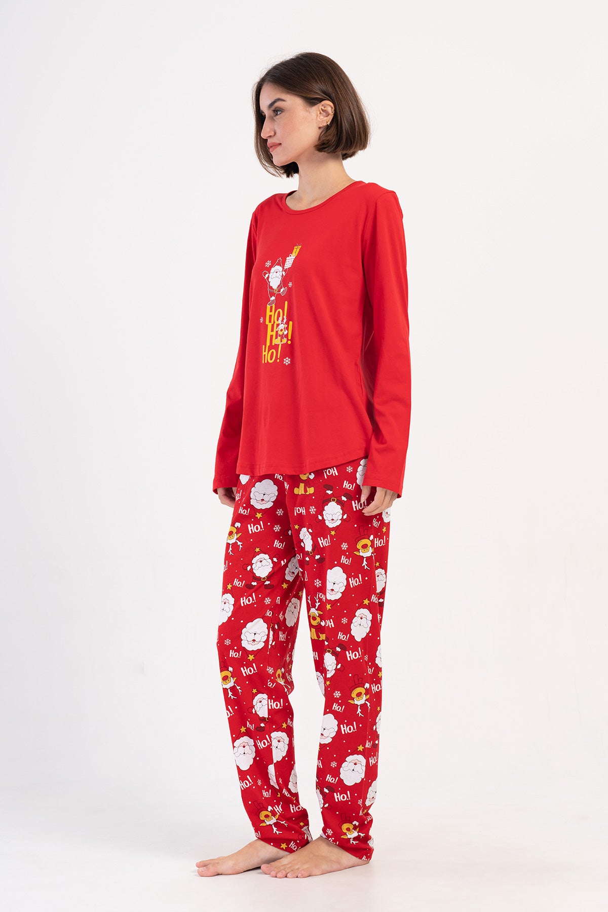 KADIN P.SUPREM XXL O YAKA UZUN KOL ETEGI OVAL PIJAMA TAKIM - NARCICEK