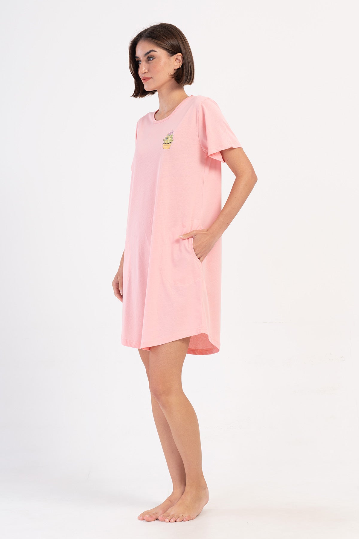 KADIN P.SUPREM O YAKA KISA KOL ETEGI OVAL CEPLI TUNIK - PINK
