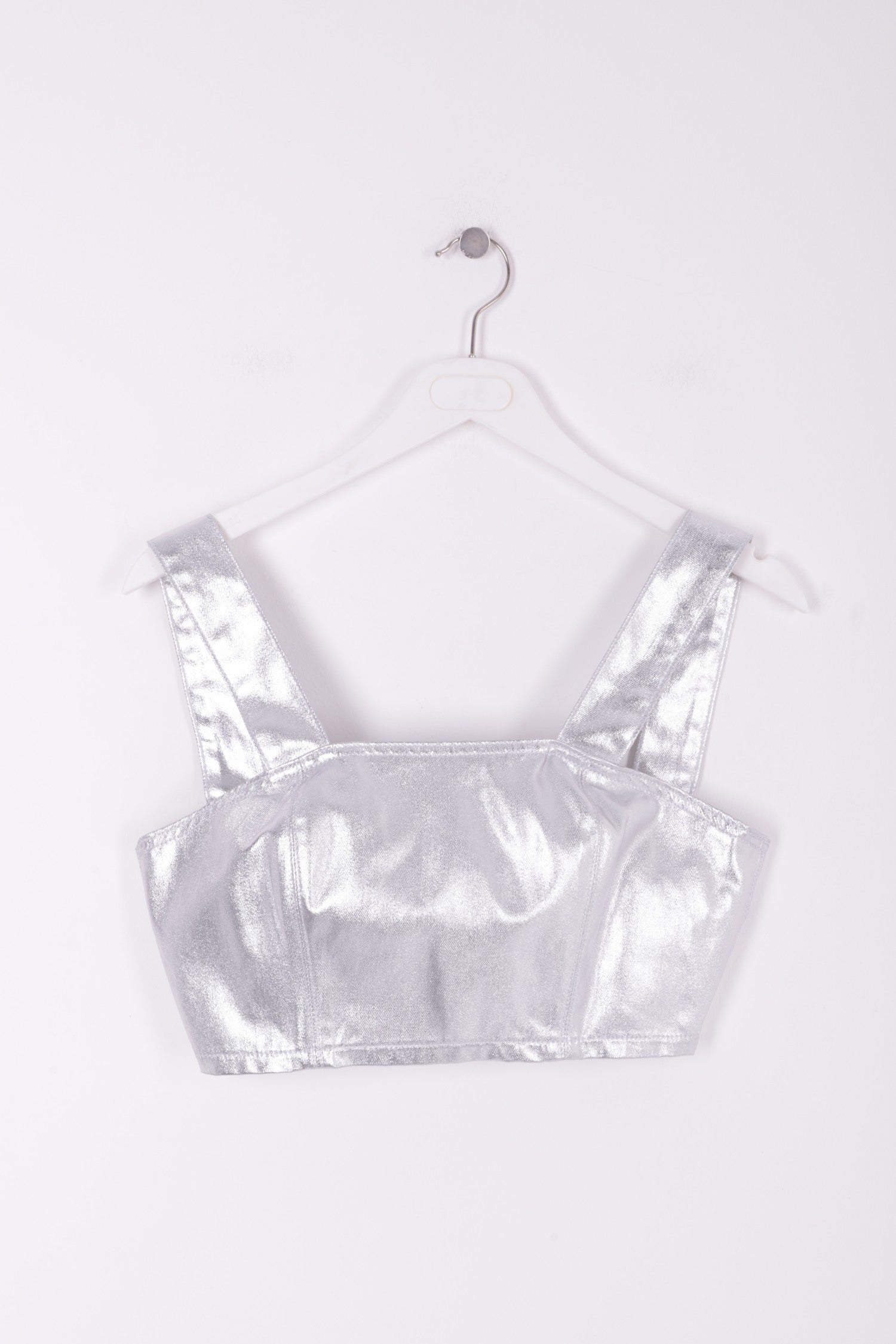 Fermuarlı Askılı Kot Büstiyer - Gümüş - (S-XL) - 4