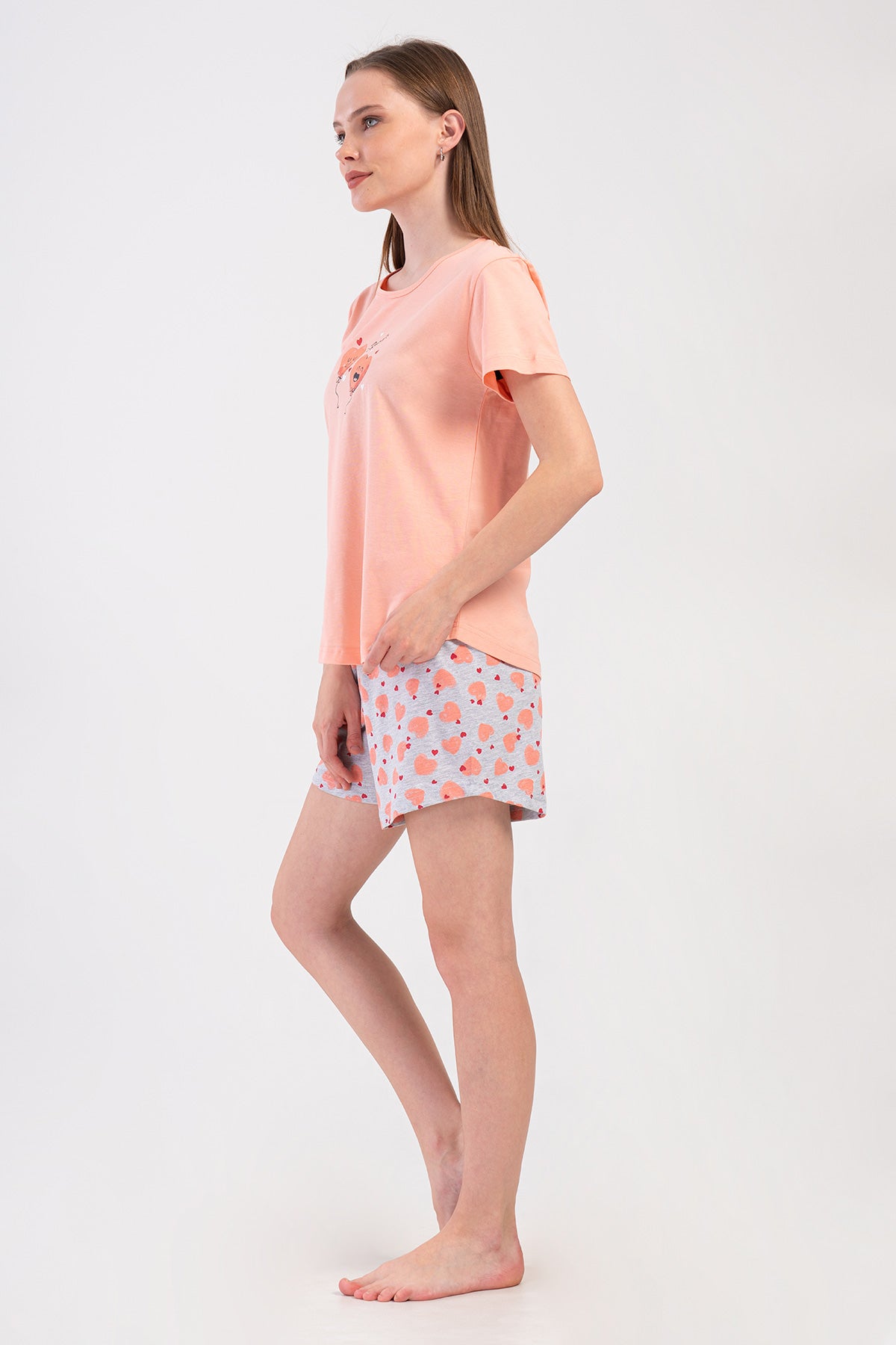 KADIN P.SUPREM O YAKA KISA KOL ETEGI OVAL SORT TAKIM - BABY PINK