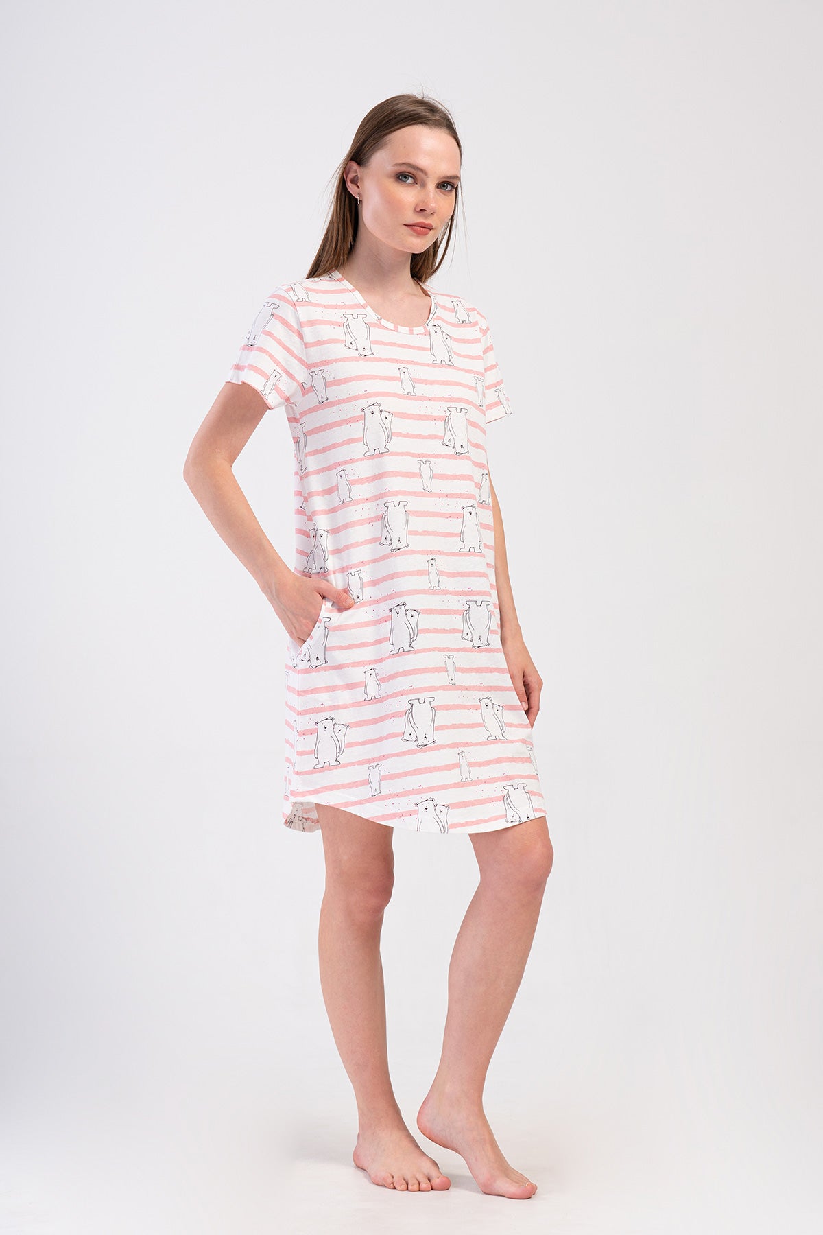 KADIN P.SUPREM O YAKA KISA KOL ETEGI OVAL CEPLI TUNIK - PINK