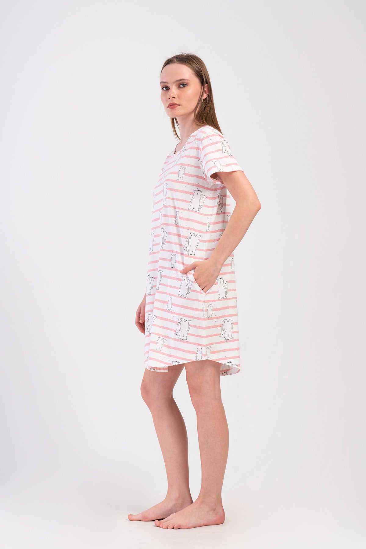 KADIN P.SUPREM O YAKA KISA KOL ETEGI OVAL CEPLI TUNIK - PINK