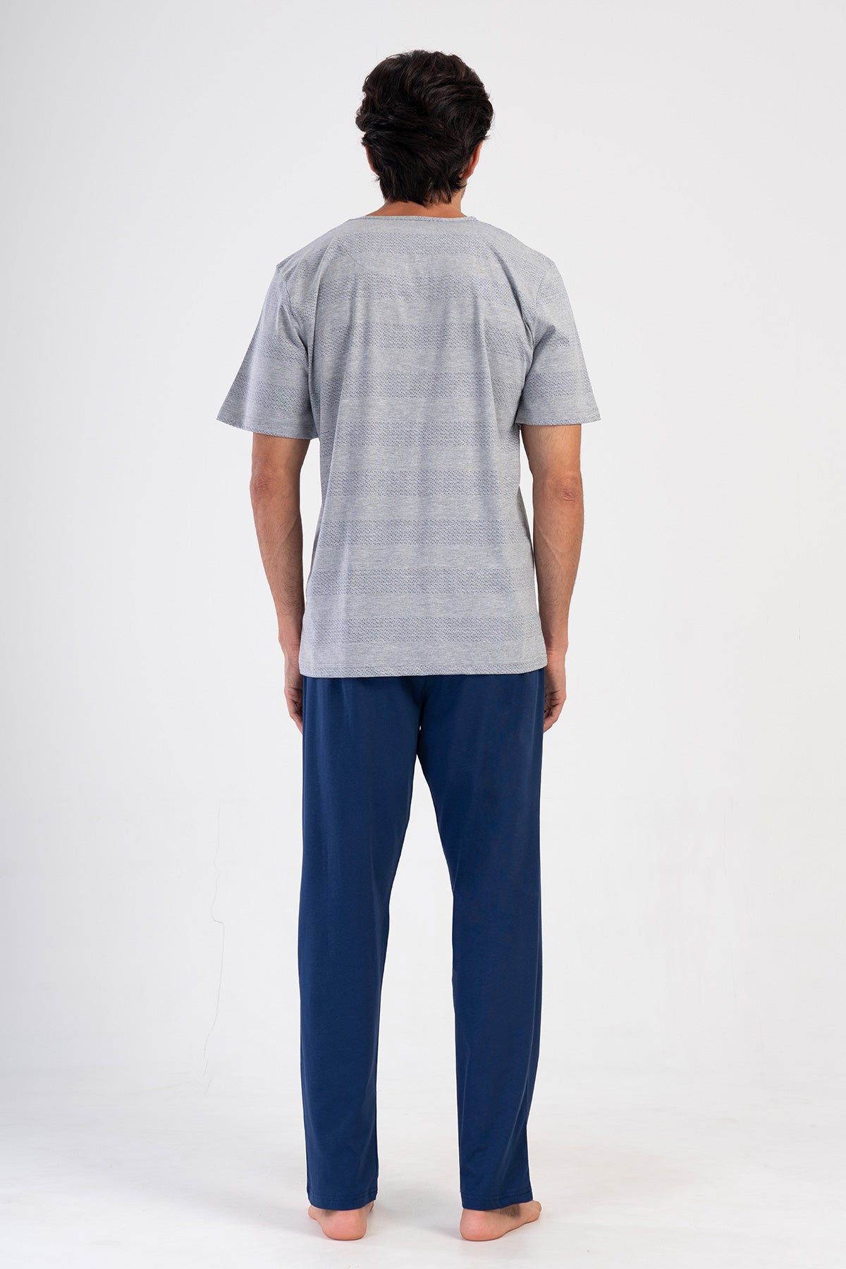 CEPLI ERKEK P.SUPREM XXL O YAKA KISA KOL PIJAMA TAKIM - GRAY MELANGE