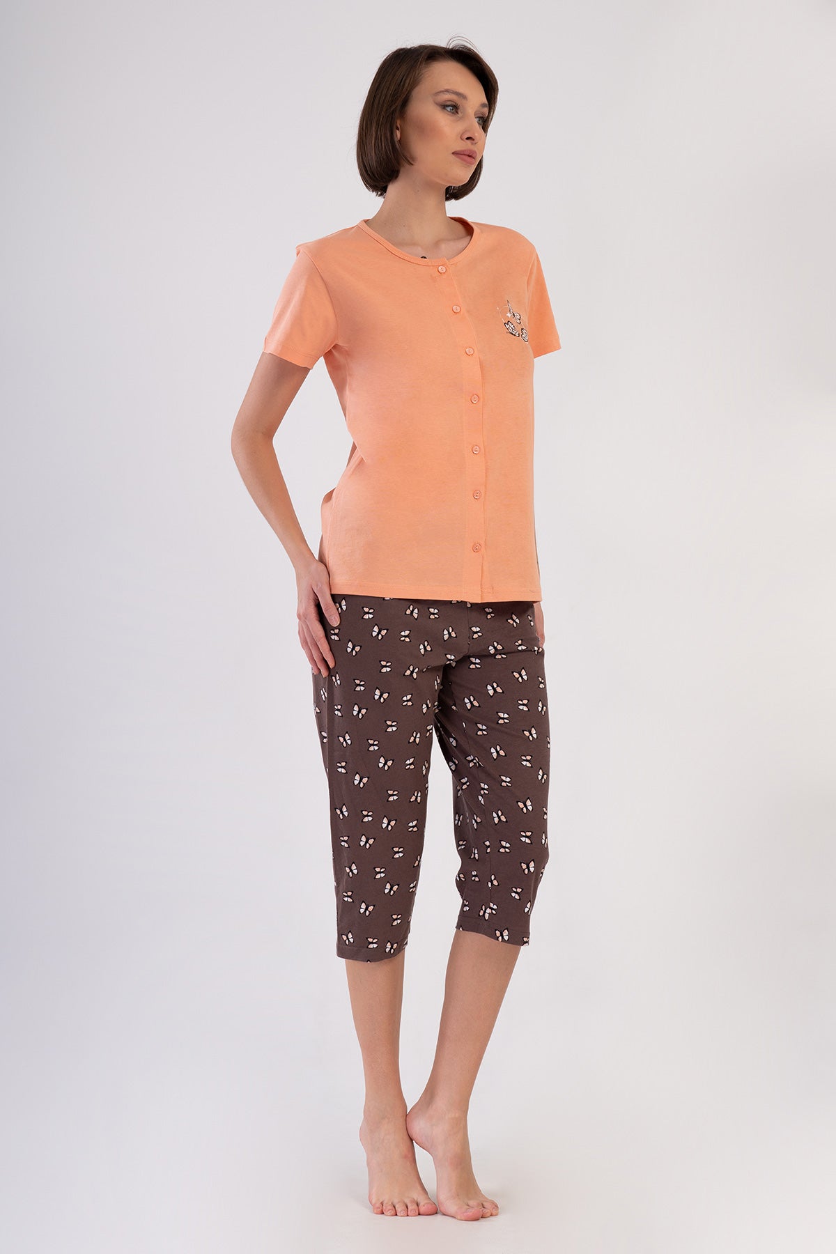 KADIN P.SUPREM TAMAMI DUGMELI KISA KOL KAPRI TAKIM