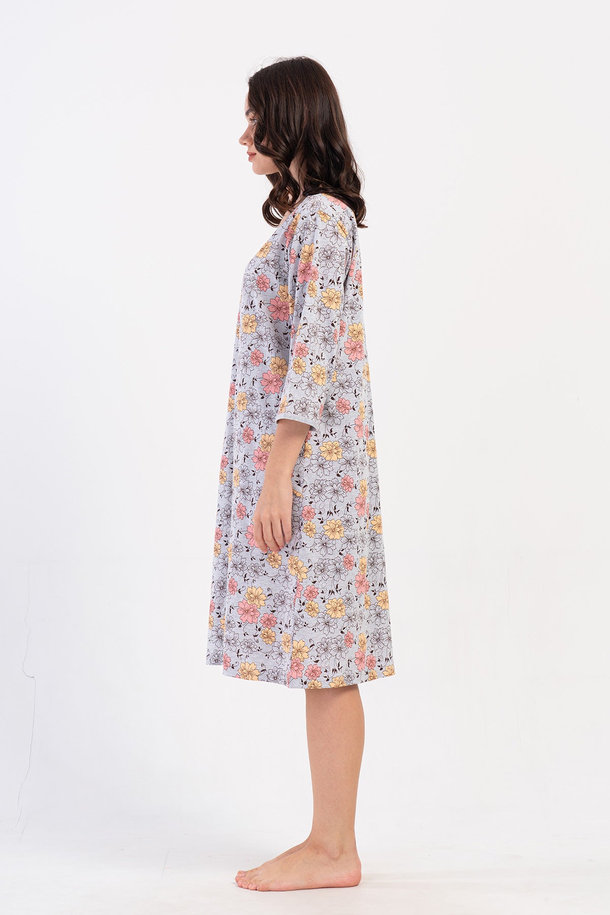 KADIN P.SUPREM XXL 3/4KOL FERMUARLI CEPLI EV ELBISESI