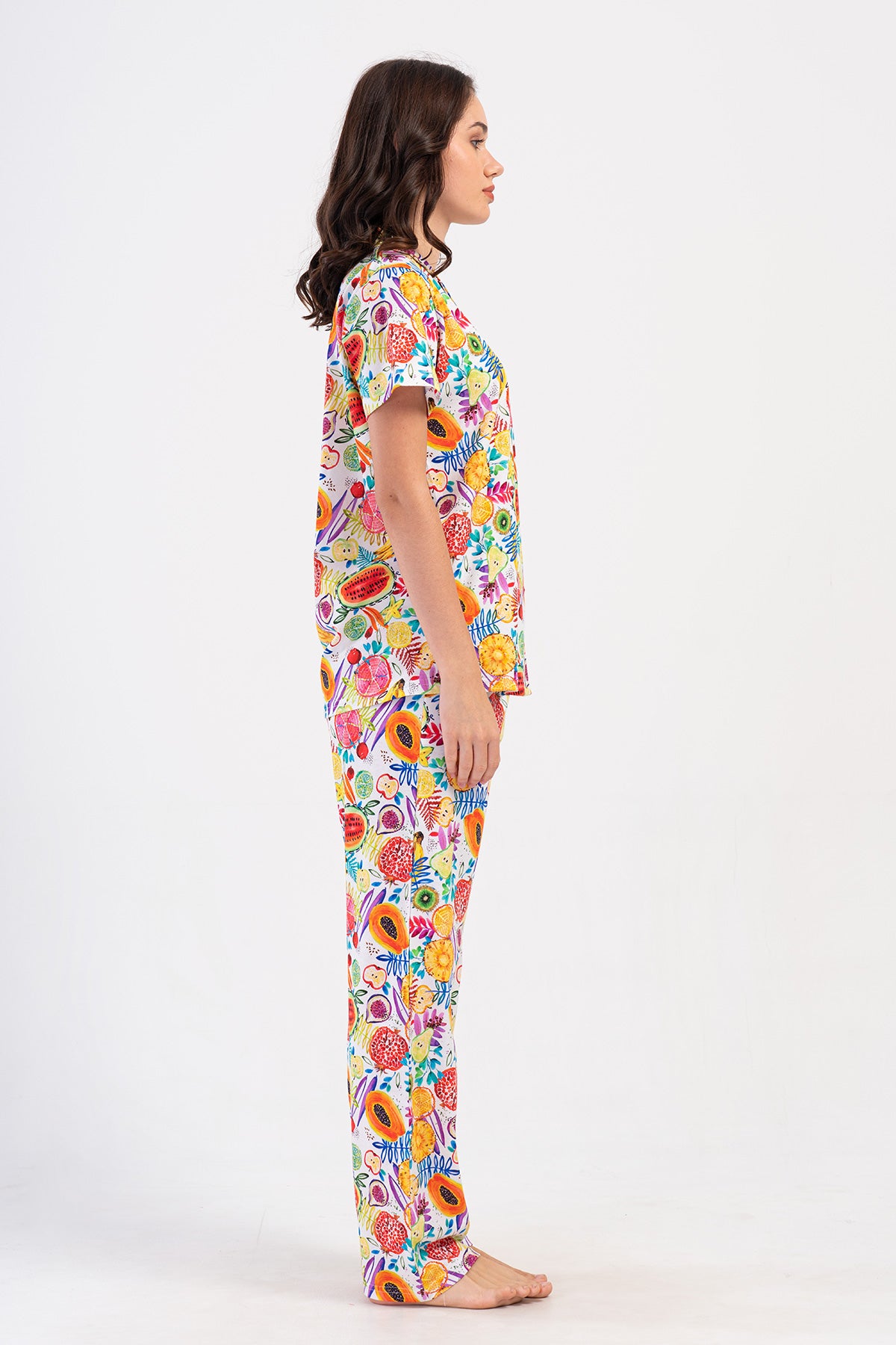 KADIN P.SUPREM GOMLEK YAKA TAMAMI DUGMELI KISA KOL CEPLI PIJAMA TAKIM