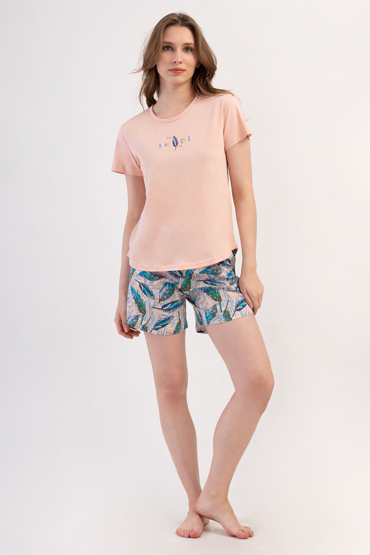 KADIN P.SUPREM O YAKA KISA KOL ETEGI OVAL SORT TAKIM - SOFT PINK