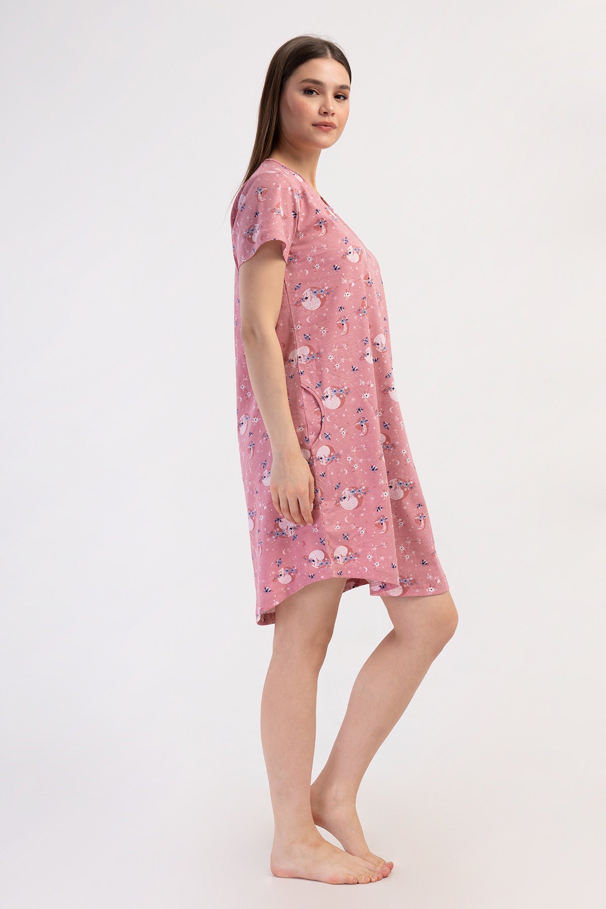 KADIN P.SUPREM O YAKA KISA KOL ETEGI OVAL CEPLI TUNIK - PINK