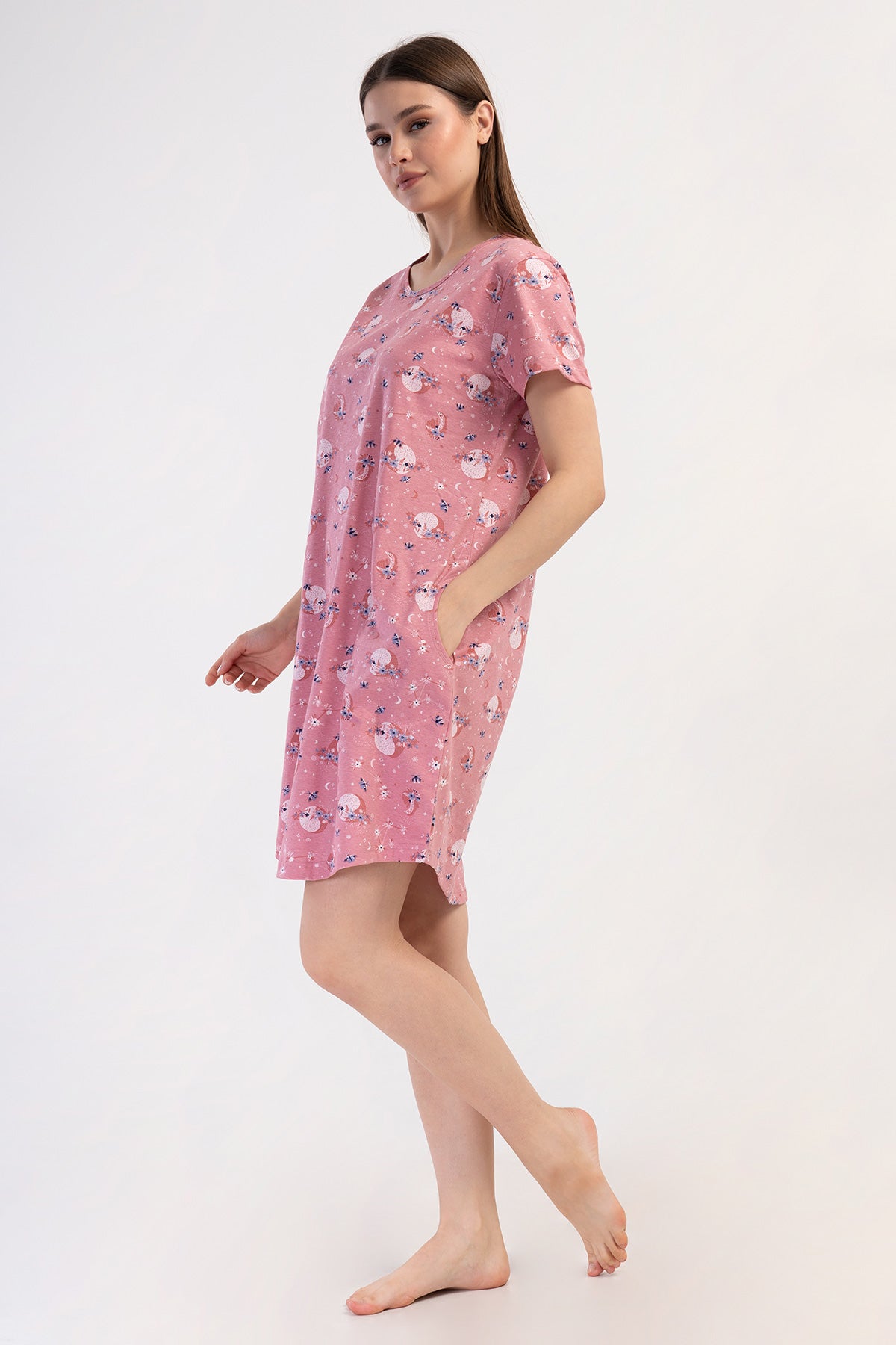 KADIN P.SUPREM O YAKA KISA KOL ETEGI OVAL CEPLI TUNIK - PINK