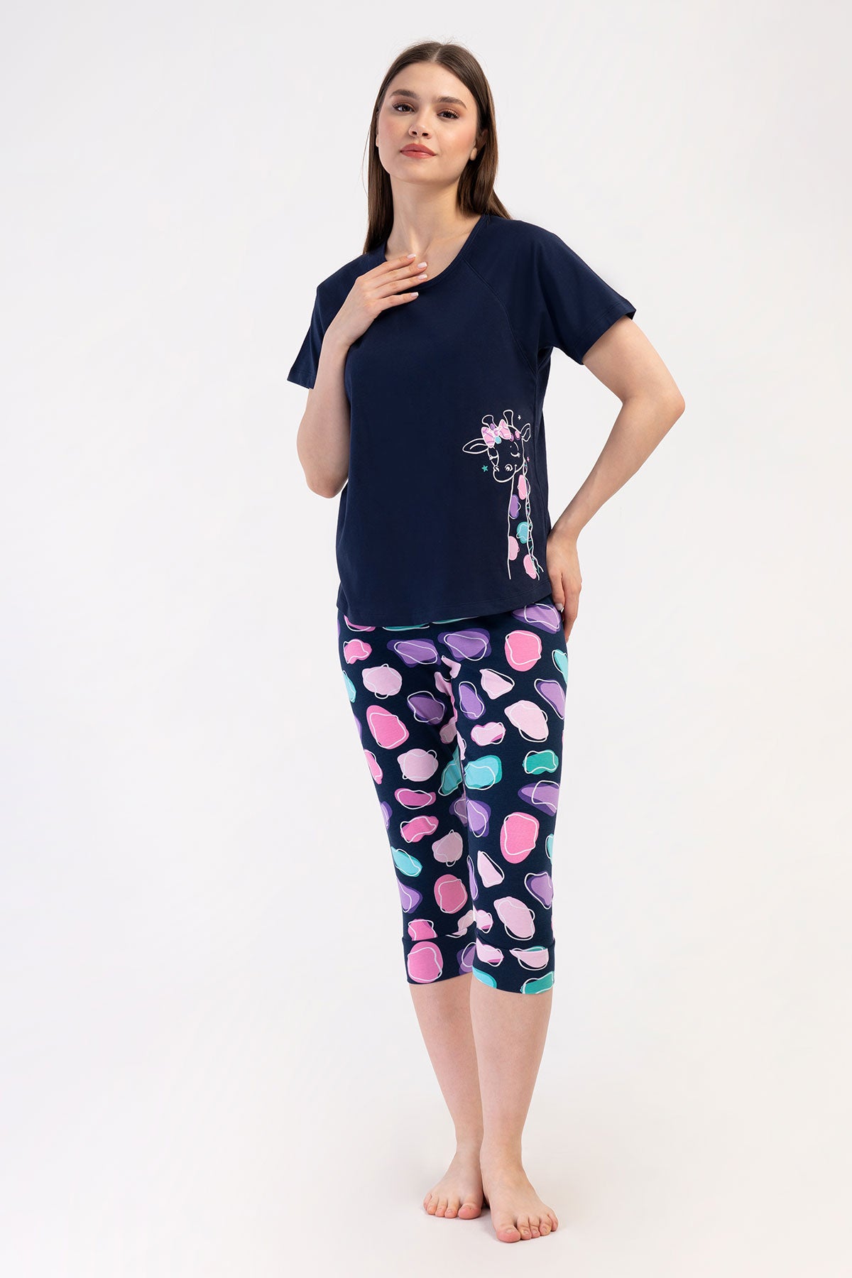 KADIN LYC SUPREM O YAKA REGLAN KISA KOL ETEGI OVAL MANSETLI KAPRI TAKIM