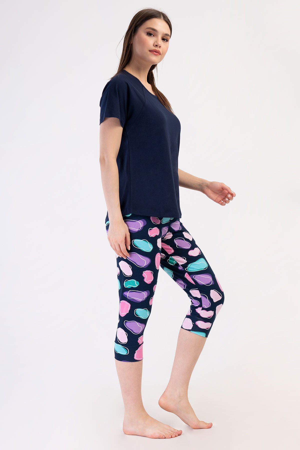 KADIN LYC SUPREM O YAKA REGLAN KISA KOL ETEGI OVAL MANSETLI KAPRI TAKIM