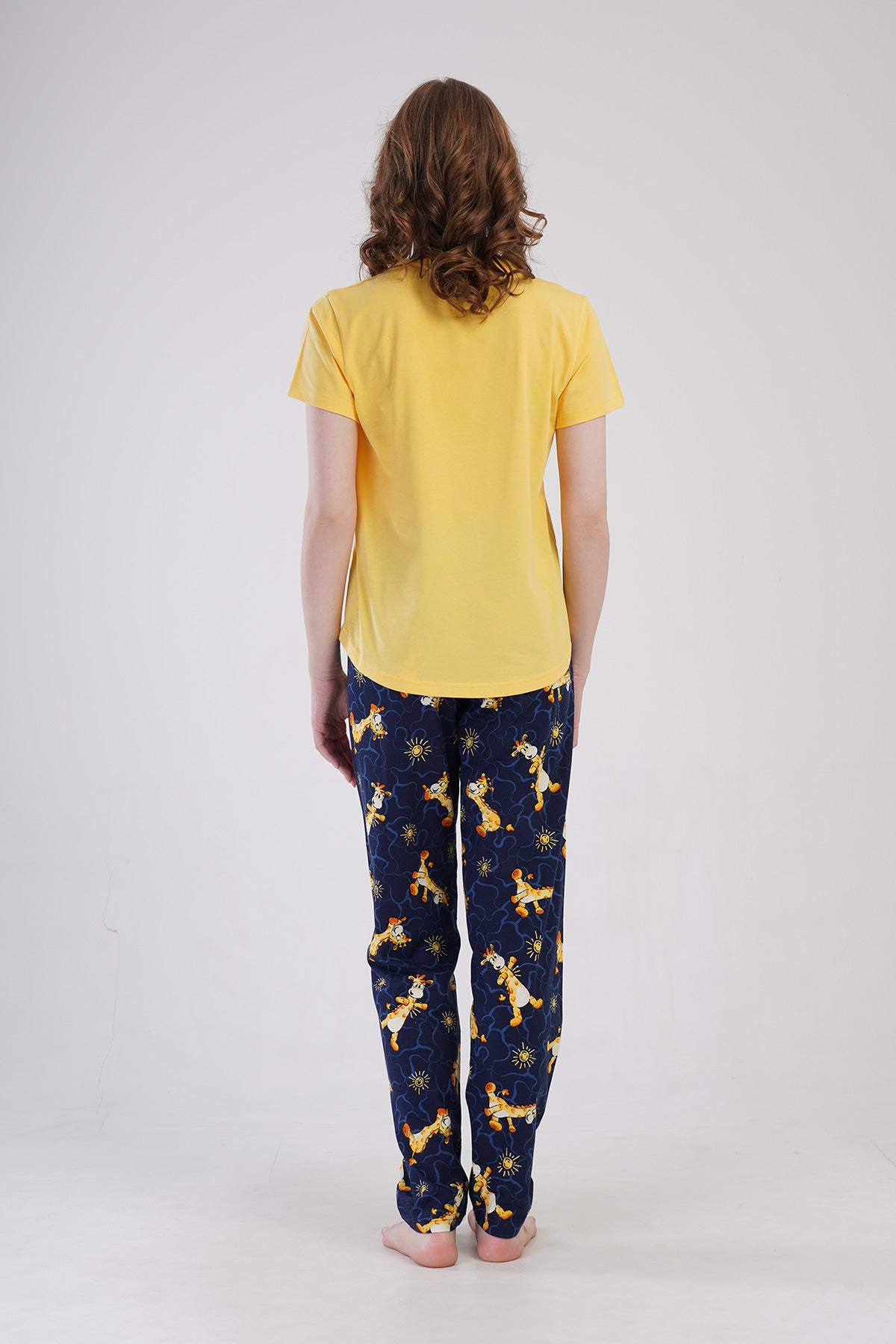 KADIN P.SUPREM O YAKA KISA KOL ETEGI OVAL PIJAMA TAKIM - SARI