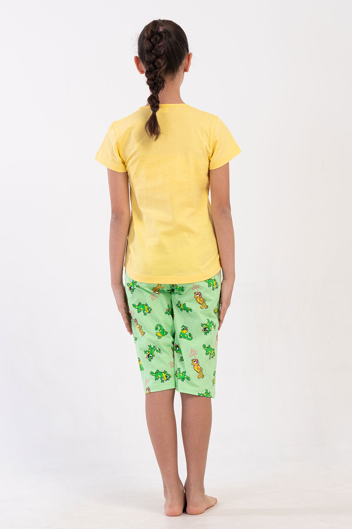 GIRL'S P.SUPREM COLLAR, SHORT-SLEEVE, OVAL CAPRI SET (7-8/13-14) - YELLOW