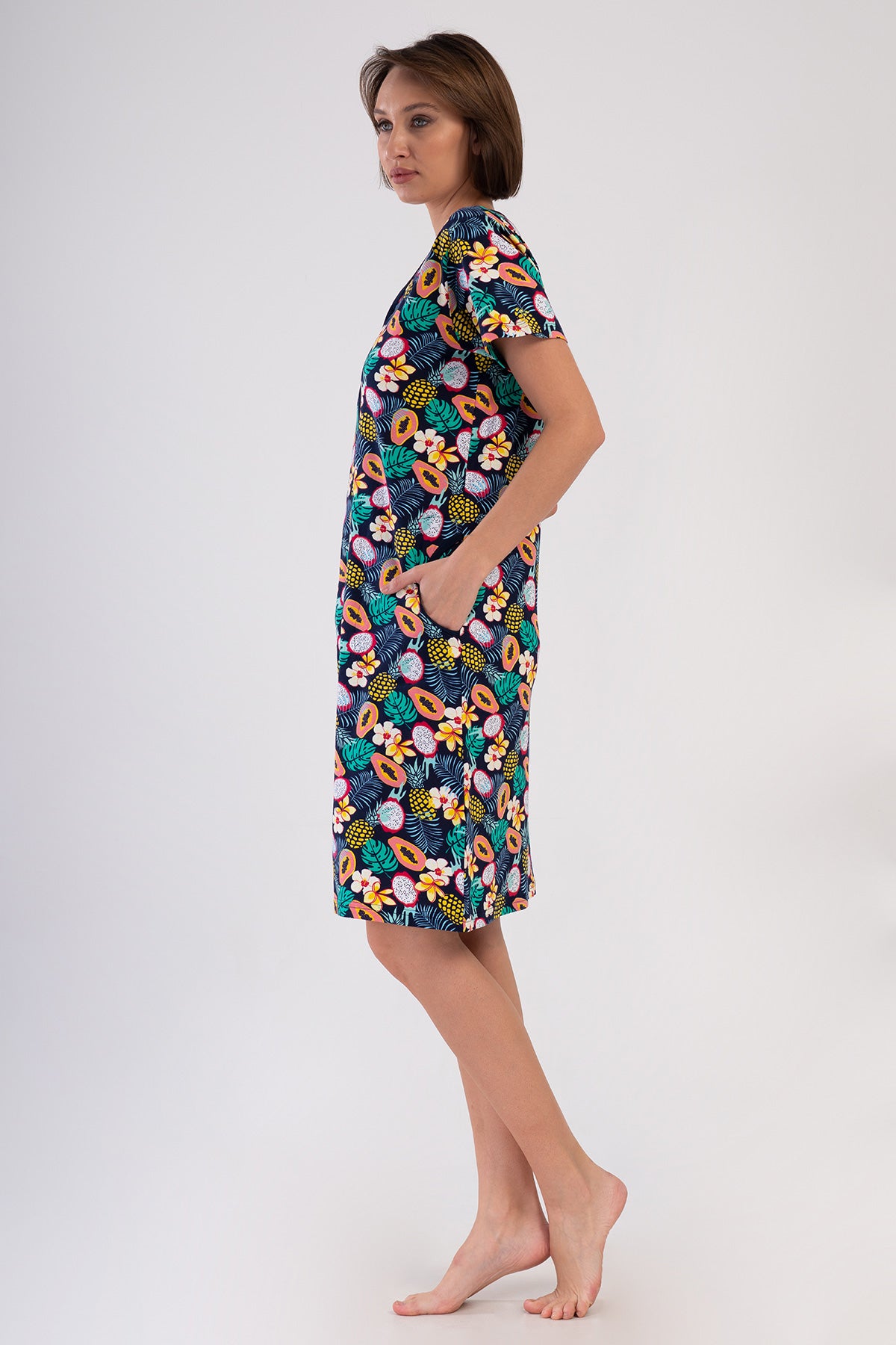 KADIN P.SUPREM KISA KOL FERMUARLI CEPLI EV ELBISESI