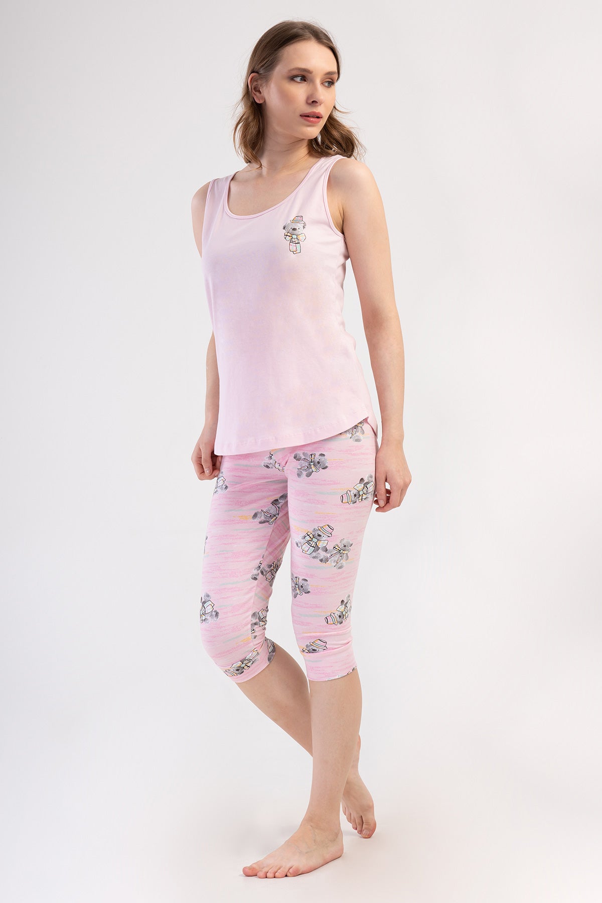 KADIN LYC SUPREM GENIS ASKILI ETEGI OVAL MANSETLI KAPRI TAKIM