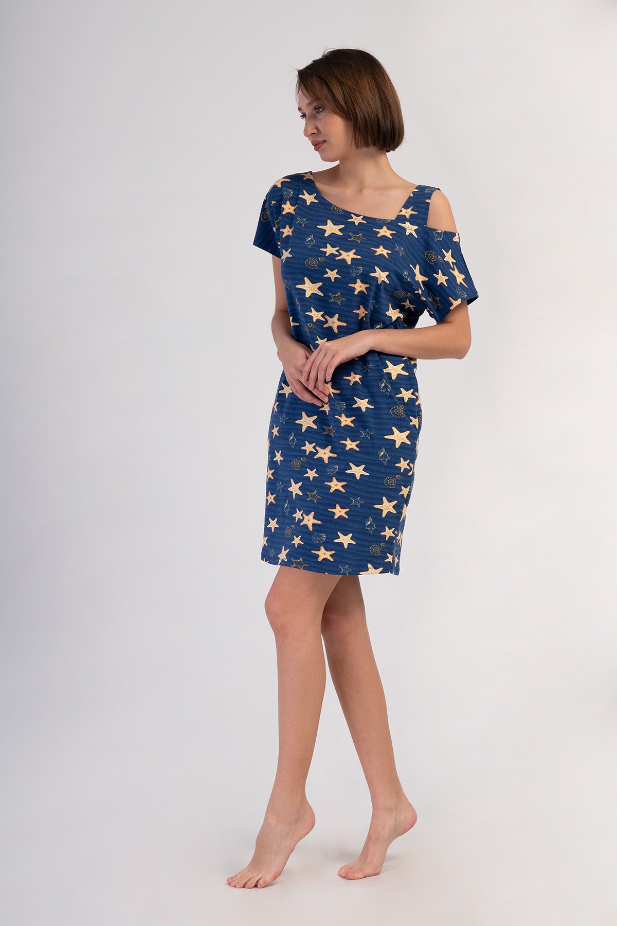 KADIN LYC SUPREM KAYIK YAKA DUSUK TEK OMUZLU CEPLI TUNIK