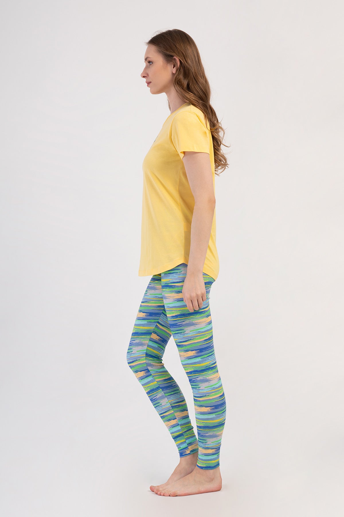 KADIN LYC SUPREM O YAKA KISA KOL BLUZU UZUN ETEGI OVAL MANSETLI TAYT PIJAMA TAKIM