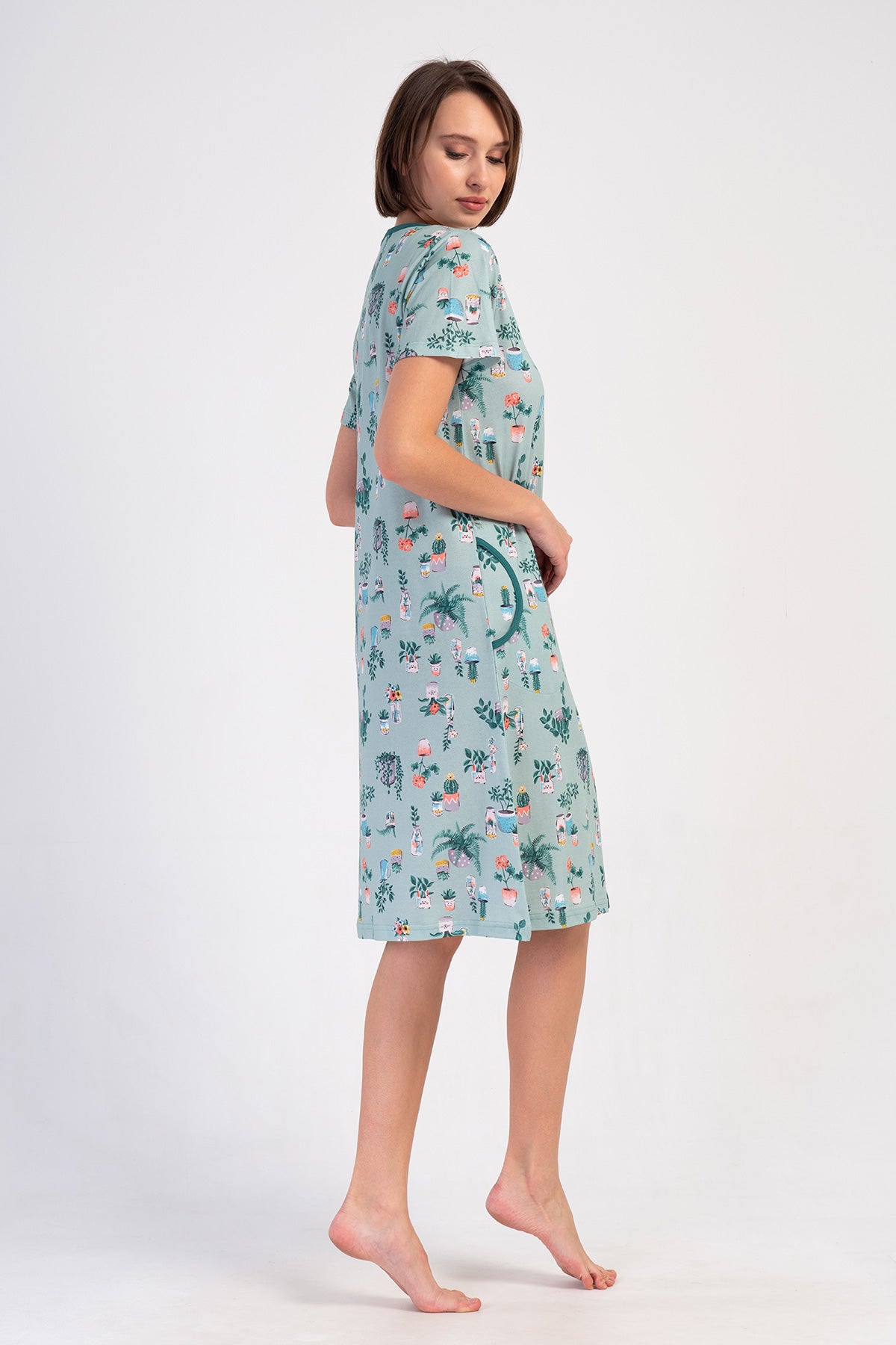 KADIN P.SUPREM KISA KOL FERMUARLI CEPLI EV ELBISESI