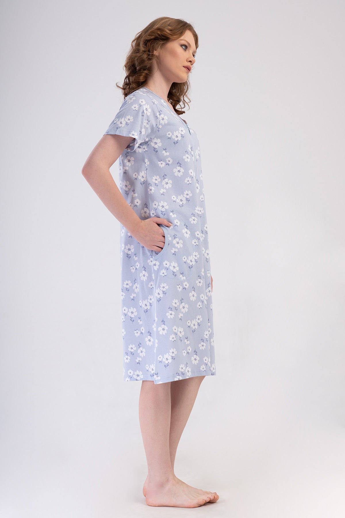 KADIN P.SUPREM KISA KOL FERMUARLI CEPLI EV ELBISESI