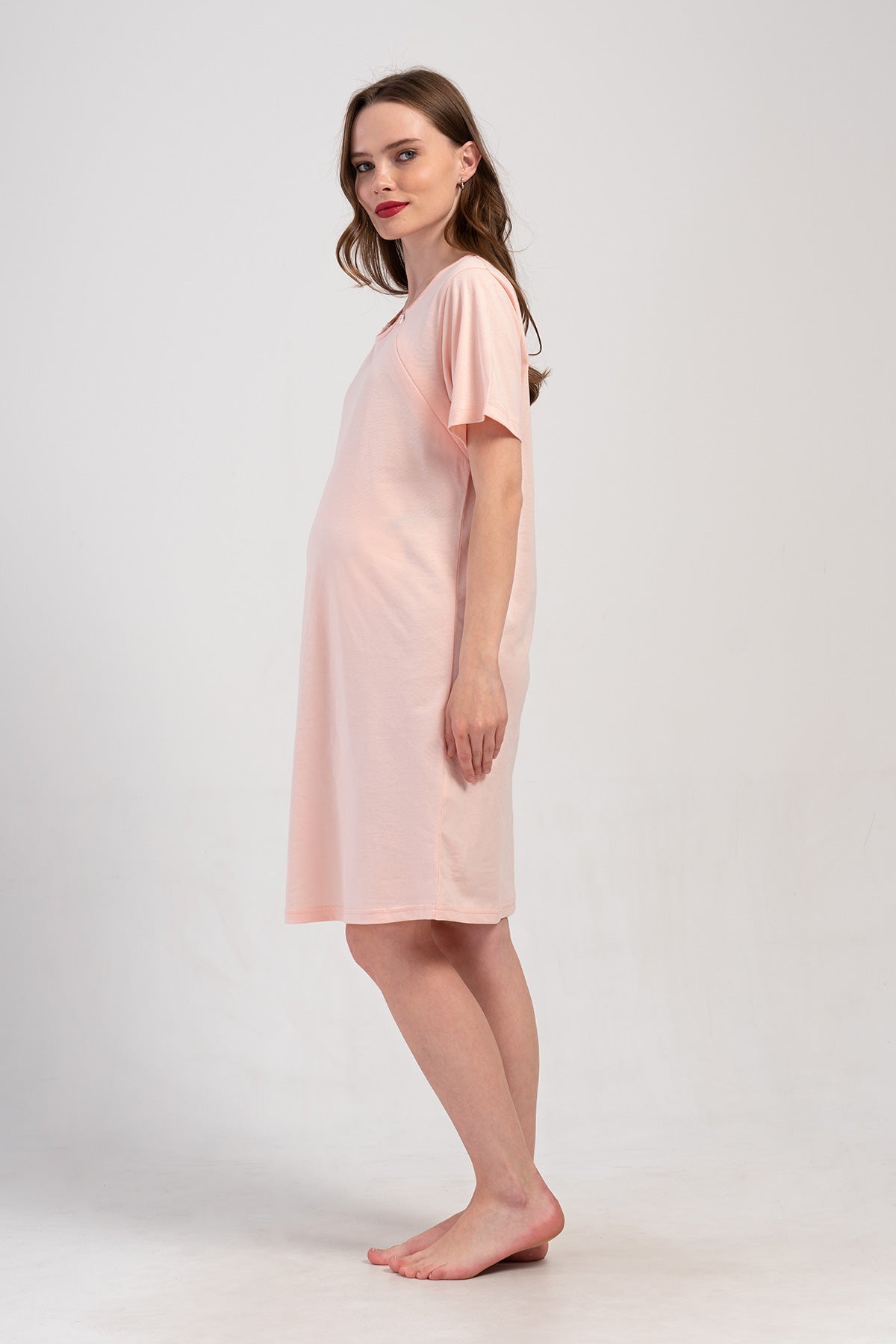 KADIN P.SUPREM FERMUARLI KISA KOL ETEGI OVAL HAMILE TUNIK