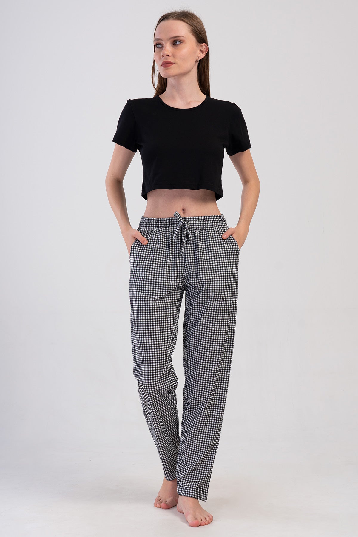 KADIN P.SUPREM CEPLI TEK ALT PIJAMA - SIYAH