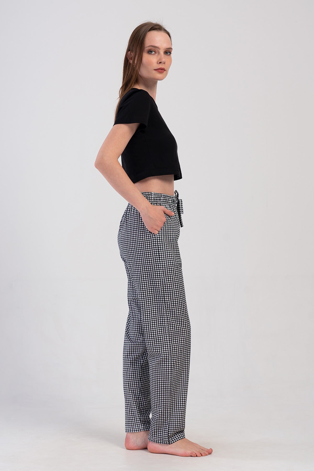 KADIN P.SUPREM CEPLI TEK ALT PIJAMA - SIYAH