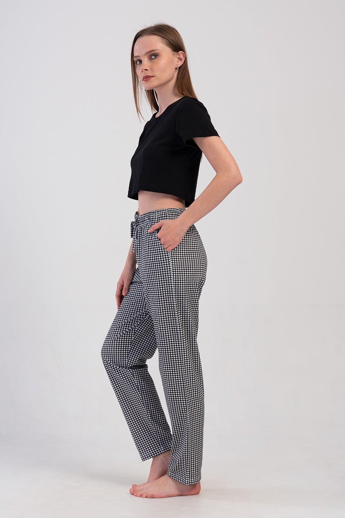 KADIN P.SUPREM CEPLI TEK ALT PIJAMA - SIYAH