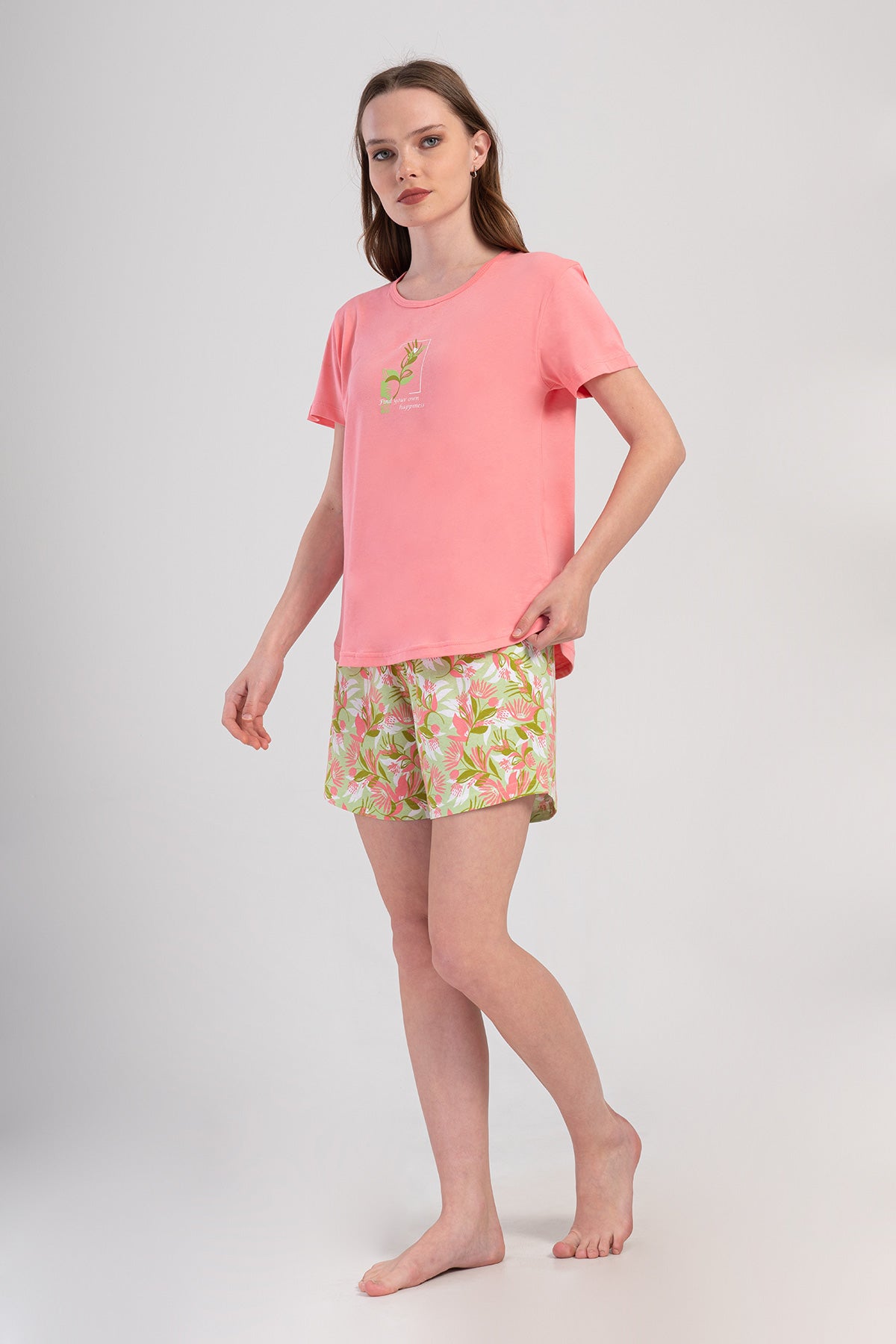 KADIN P.SUPREM O YAKA KISA KOL ETEGI OVAL SORT TAKIM - COTTONPINK
