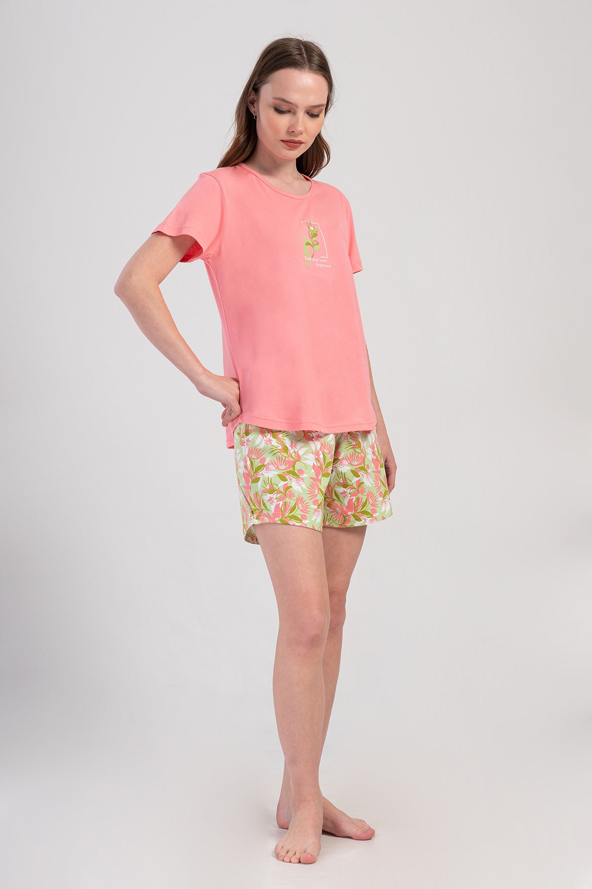 KADIN P.SUPREM O YAKA KISA KOL ETEGI OVAL SORT TAKIM - COTTONPINK