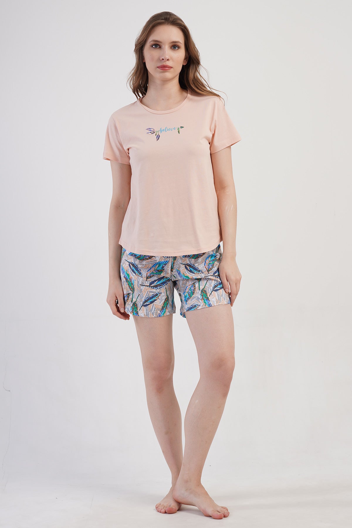 KADIN P.SUPREM O YAKA KISA KOL ETEGI OVAL SORT TAKIM - BABY PINK